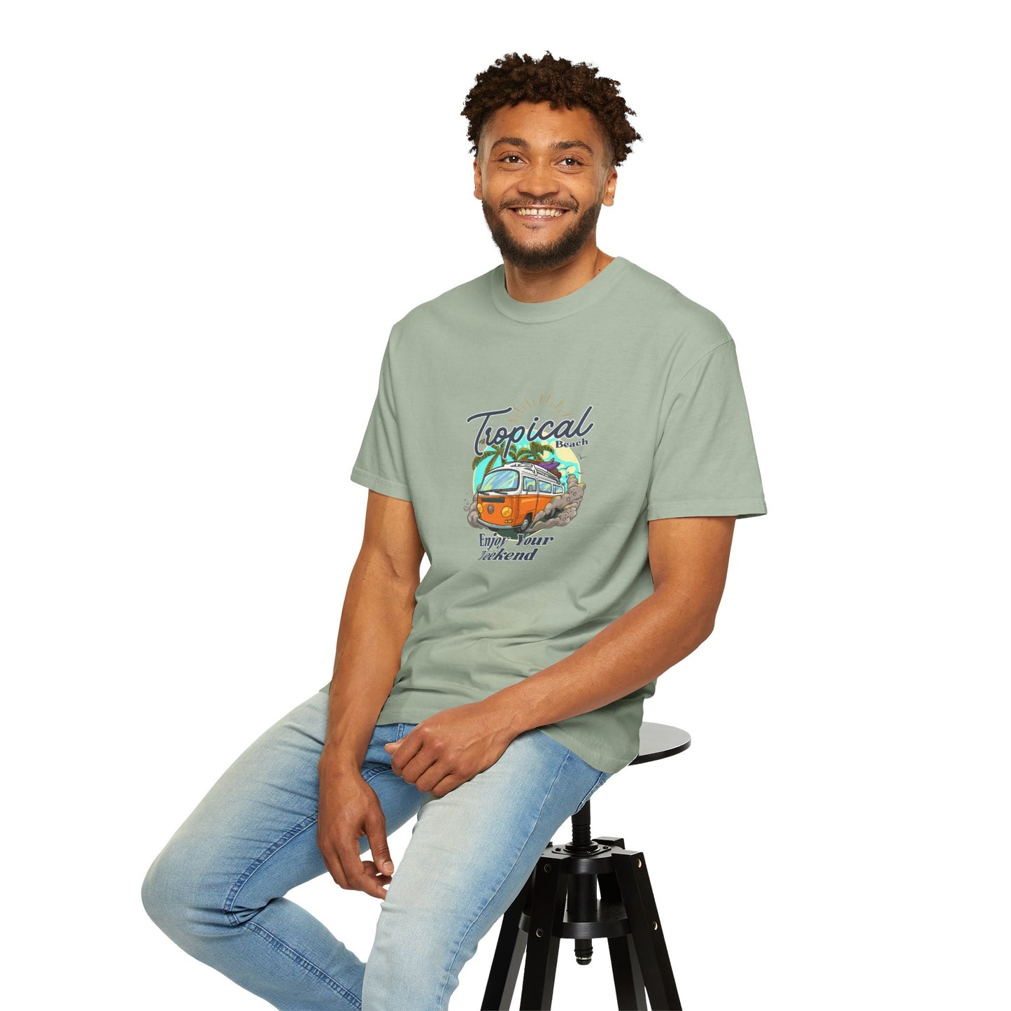 Tropical Beach Unisex Garment-Dyed T-shirt