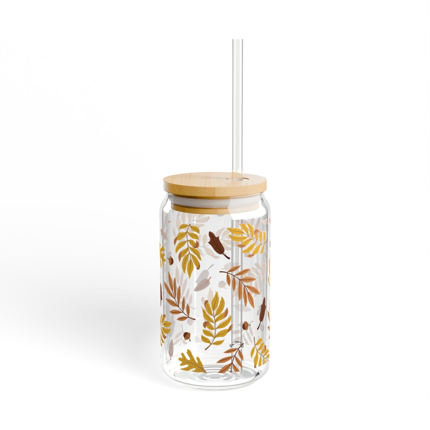 Brown Yellow Autumn Sipper Glass, 16oz