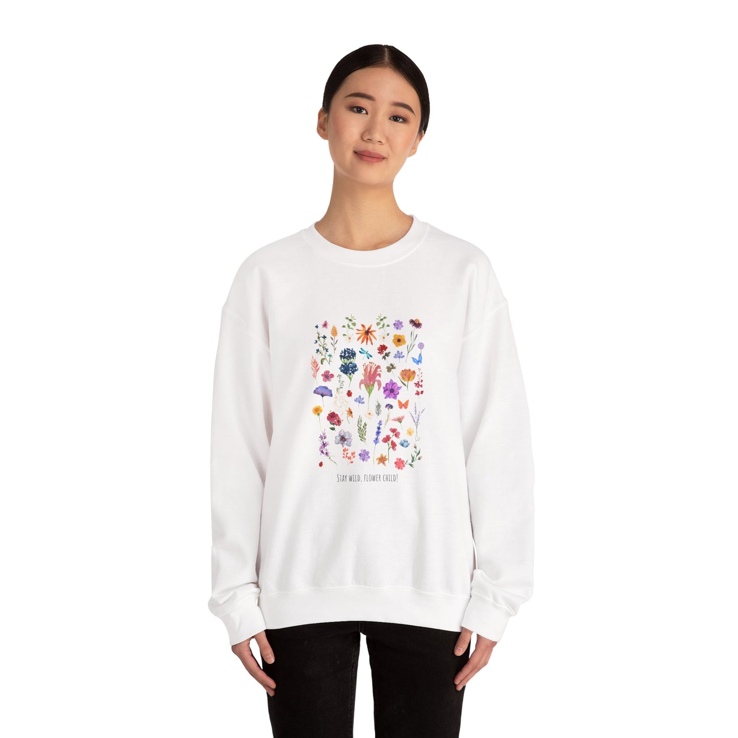 Stay Wild, Flower Child Women's Heavy Blend™ Crewneck Sweatshirt