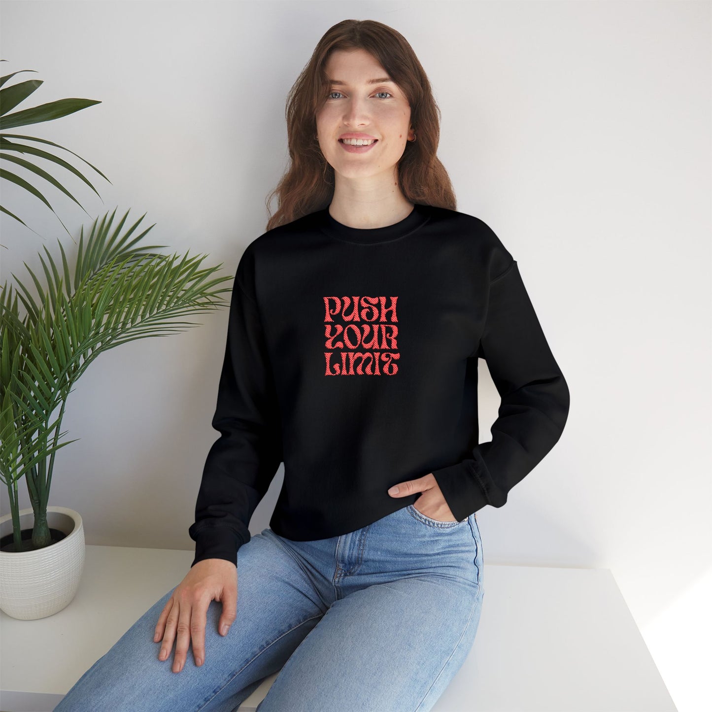 Push Your Limits Unisex Heavy Blend™ Crewneck Sweatshirt (Embroidery Decoration)
