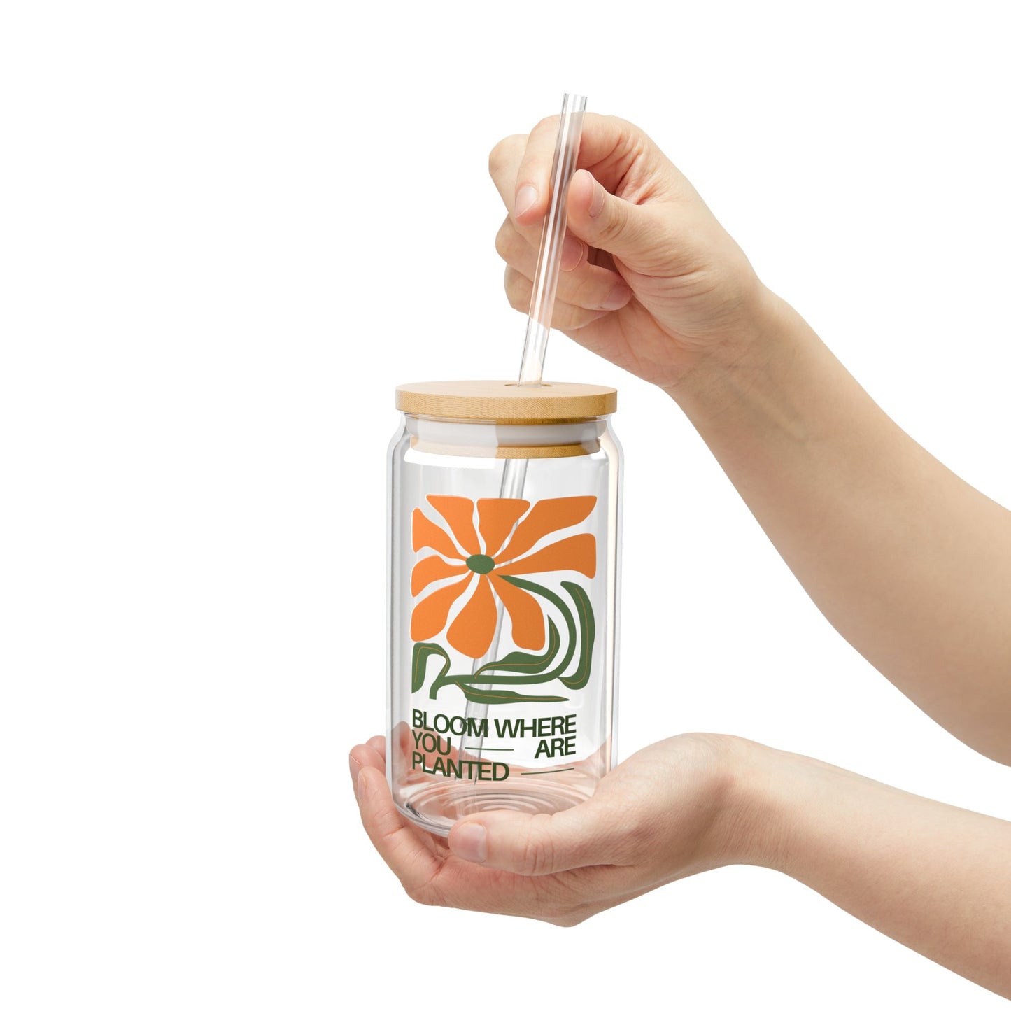 Bloom Where You're Planted Sipper Glass, 16oz