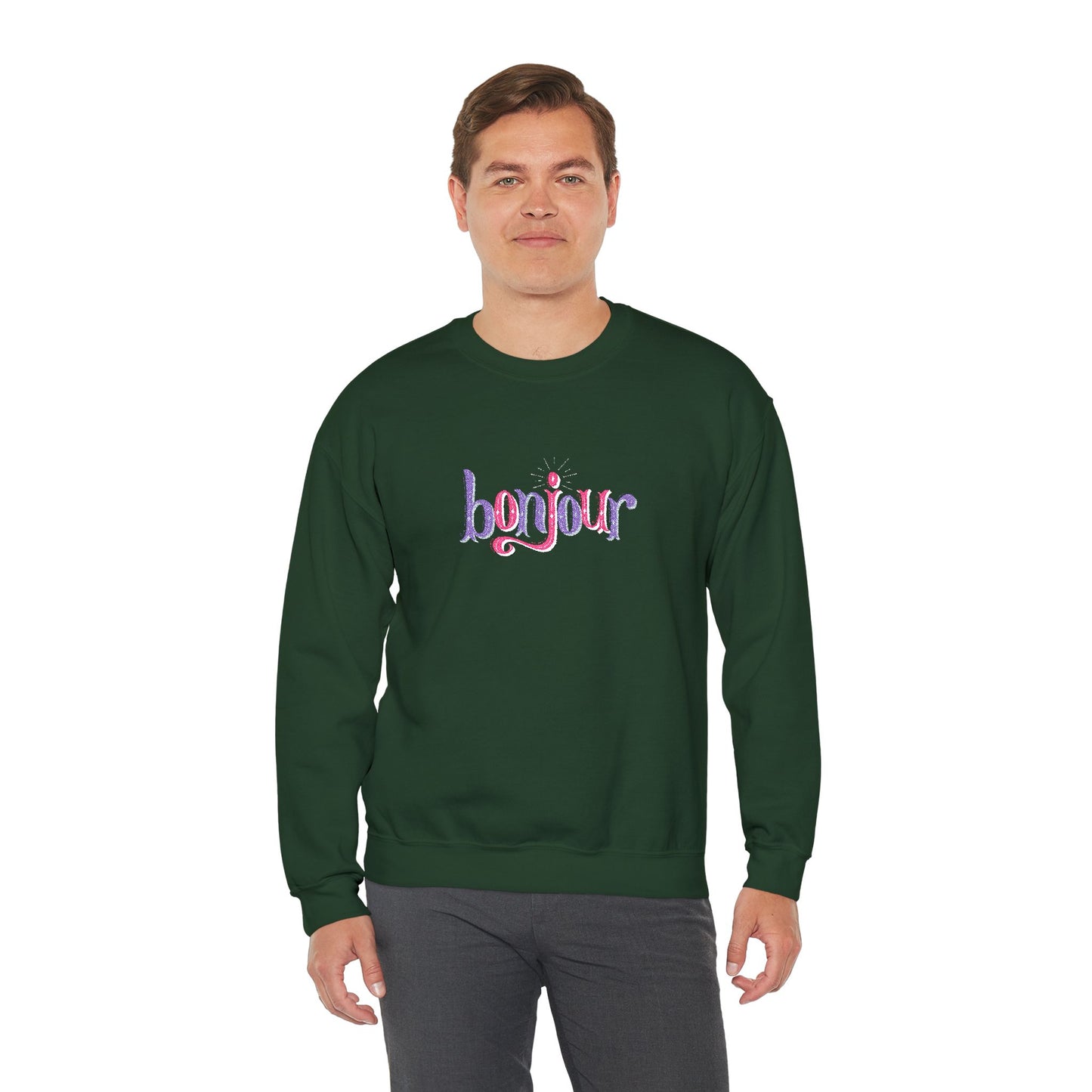 Bonjour Unisex Heavy Blend™ Crewneck Sweatshirt (Embroidery Decoration)