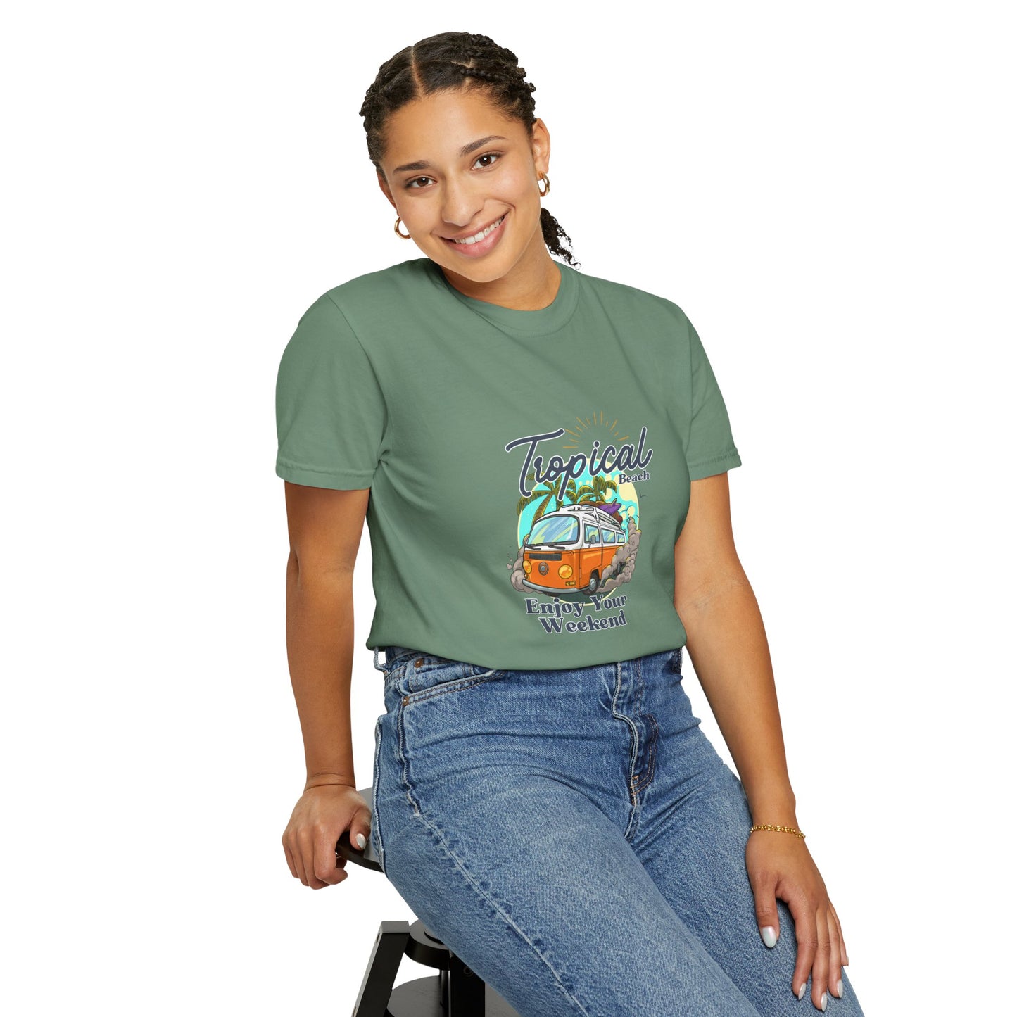 Tropical Beach Unisex Garment-Dyed T-shirt
