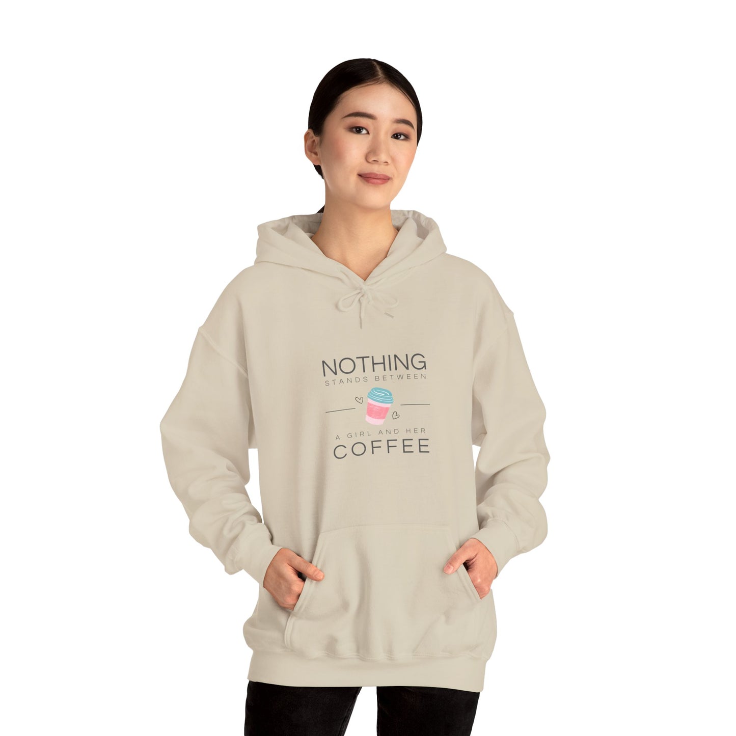 Nothing Stands Between A Girl And Her Coffee Women's Heavy Blend™ Hooded Sweatshirt