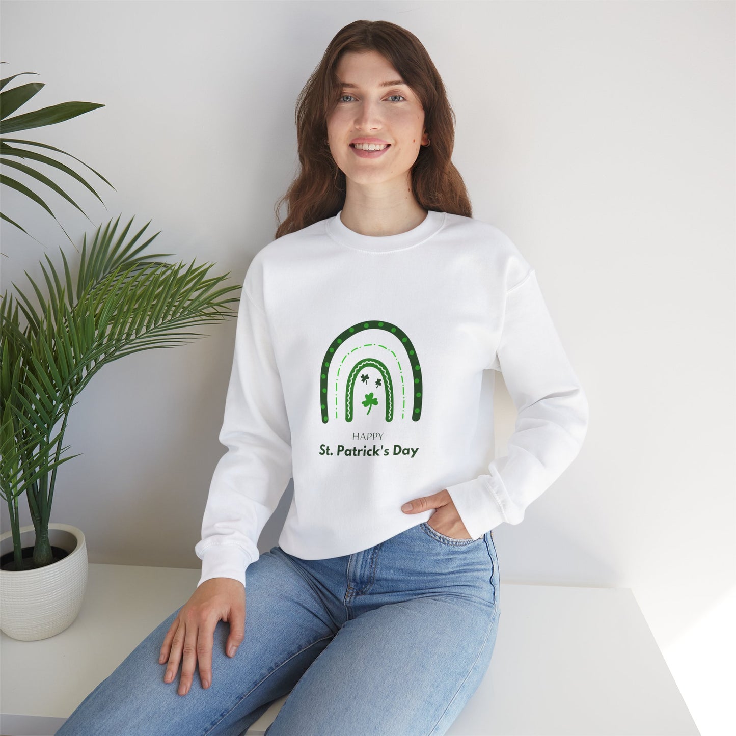 Rainbow Happy St. Patrick's Day Unisex Heavy Blend™ Crewneck Sweatshirt
