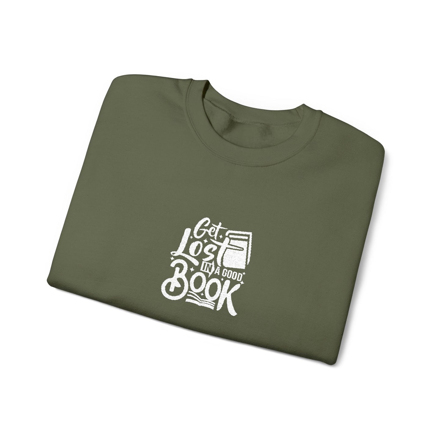 Get Lost In A Book Unisex Heavy Blend™ Crewneck Sweatshirt (Embroidery Decoration)