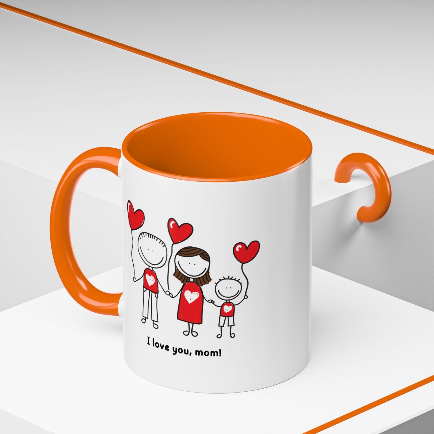 I Love You Mom Accent Coffee Mug (11, 15oz)