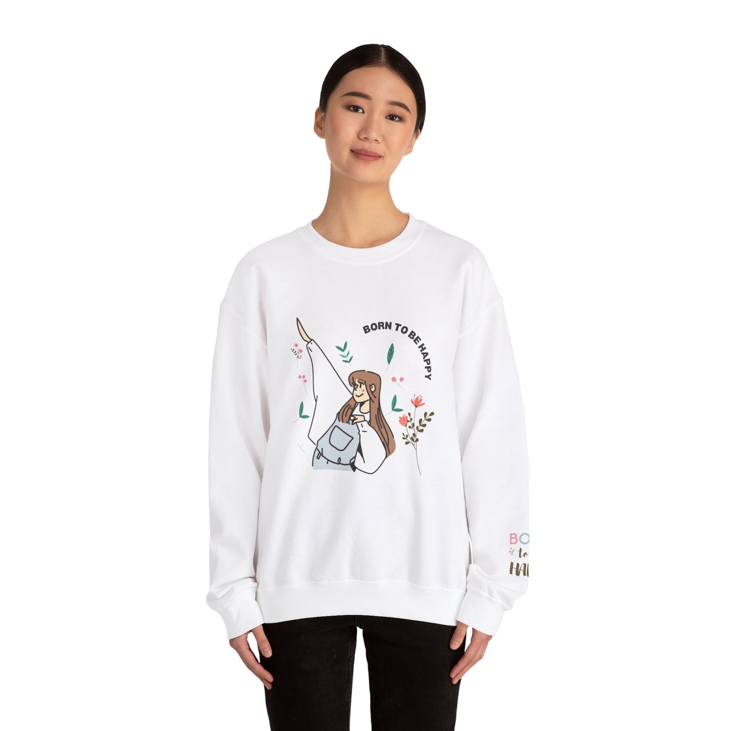 Born To Be Happy Women's Heavy Blend™ Crewneck Sweatshirt