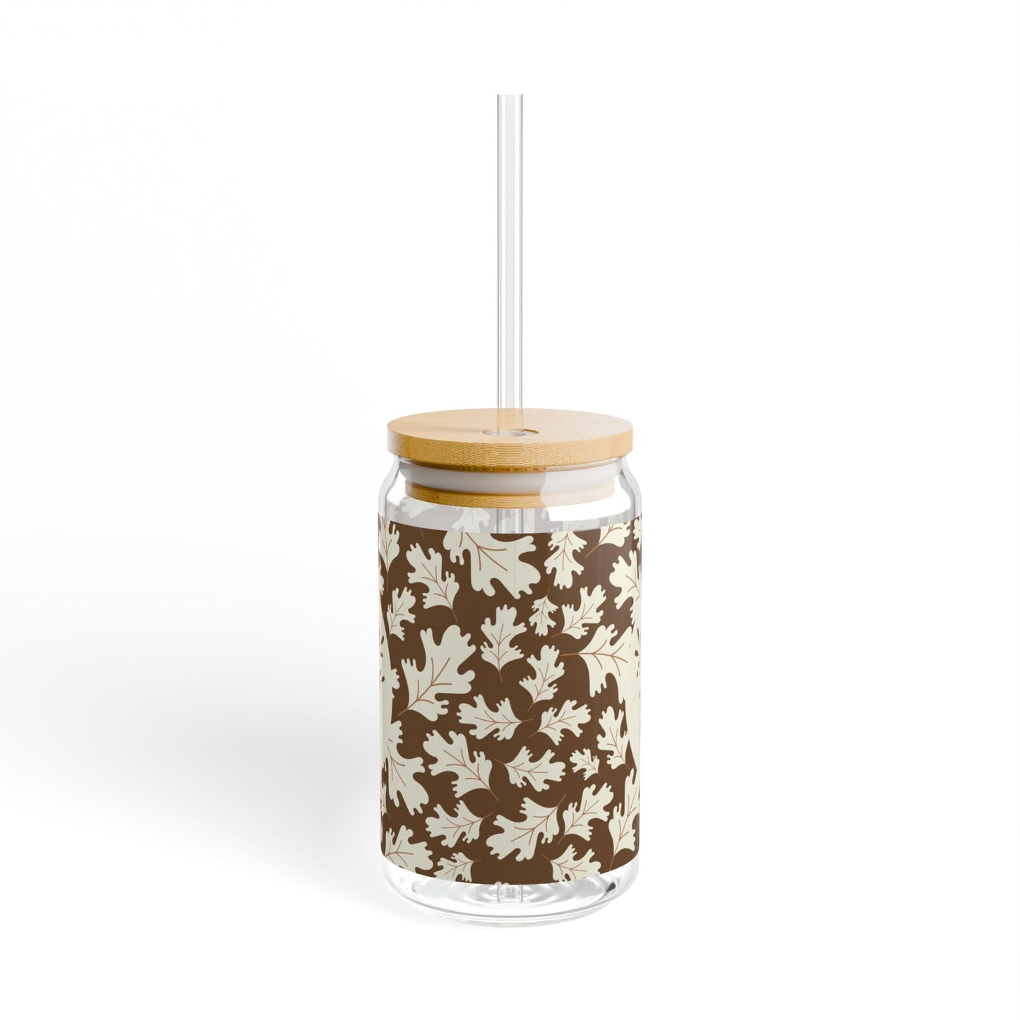 Brown And Beige Autumn Sipper Glass, 16oz