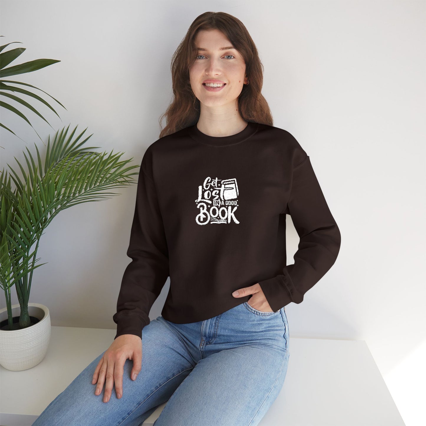 Get Lost In A Book Unisex Heavy Blend™ Crewneck Sweatshirt (Embroidery Decoration)
