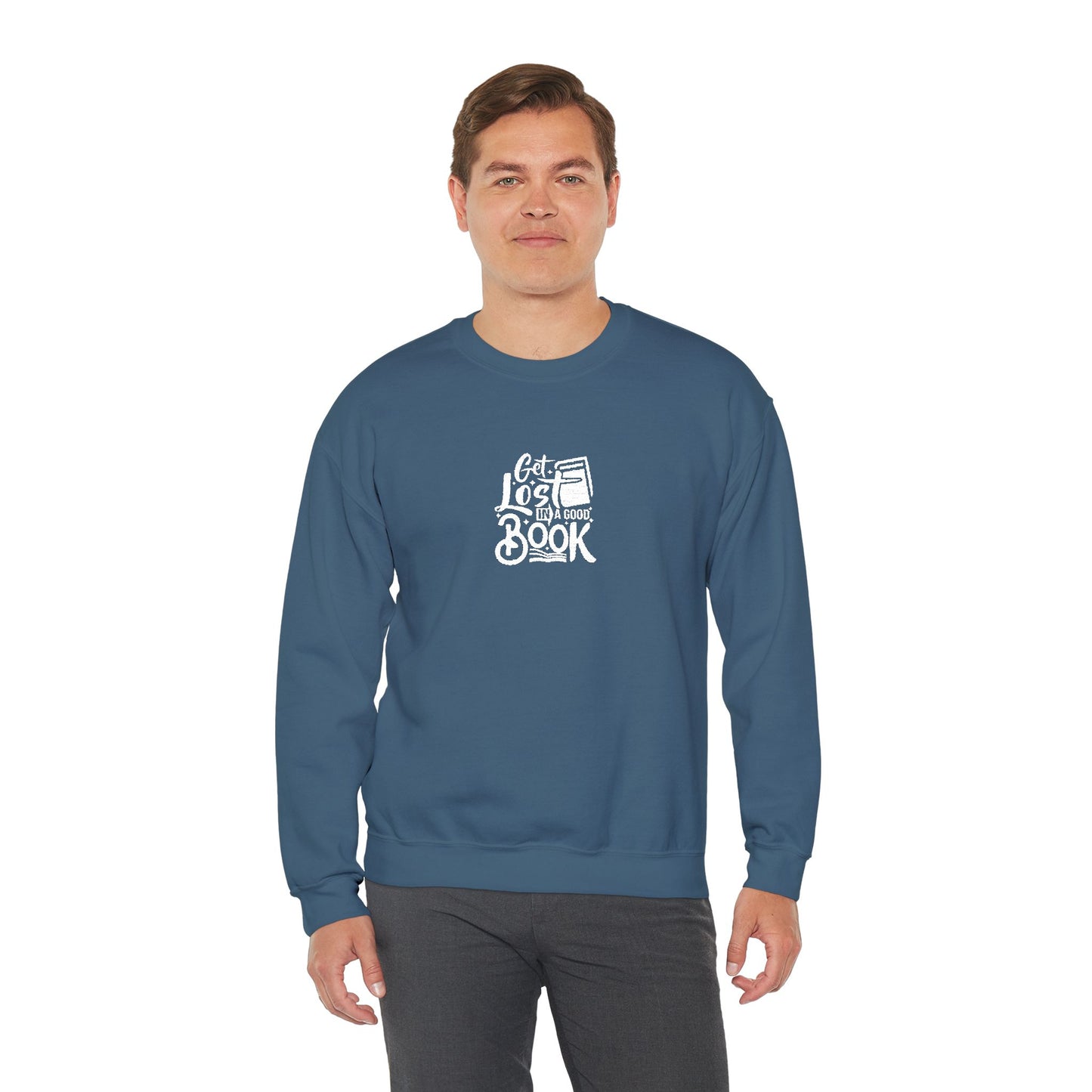 Get Lost In A Book Unisex Heavy Blend™ Crewneck Sweatshirt (Embroidery Decoration)