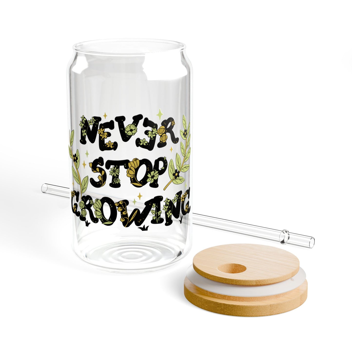 Never Stop Growing Sipper Glass, 16oz