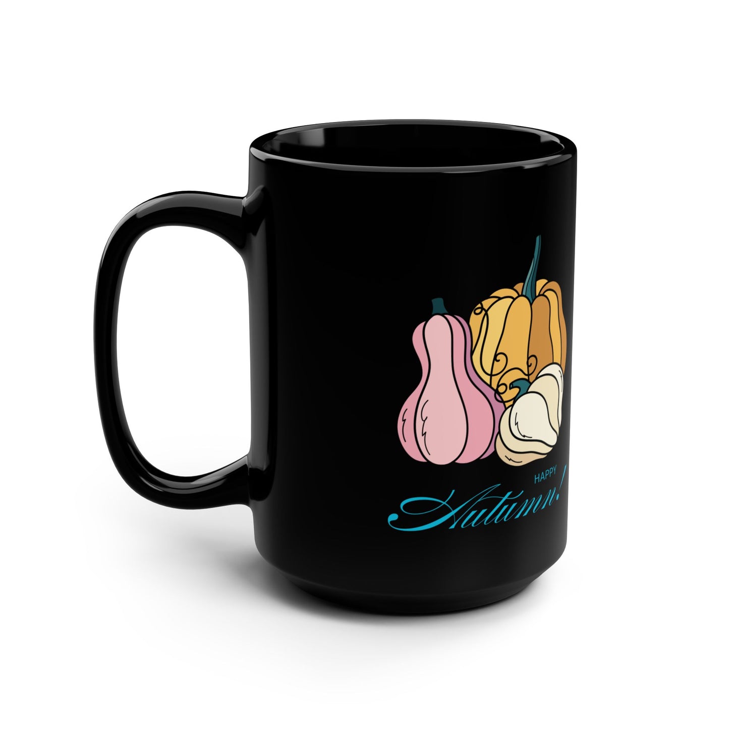 Happy Autumn Black Mug, 15oz