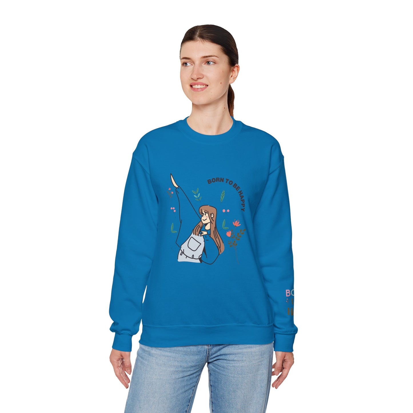 Born To Be Happy Women's Heavy Blend™ Crewneck Sweatshirt