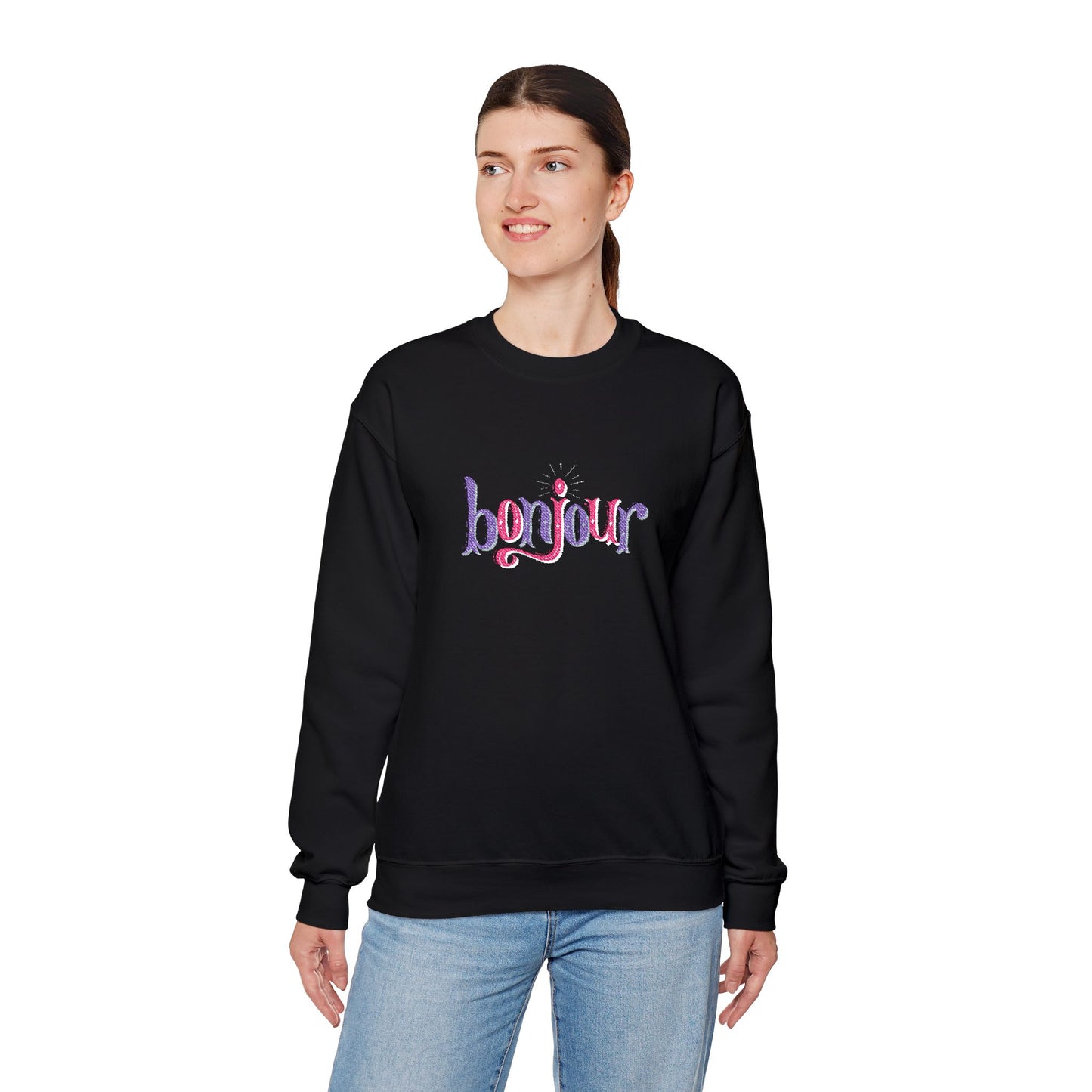 Bonjour Unisex Heavy Blend™ Crewneck Sweatshirt (Embroidery Decoration)