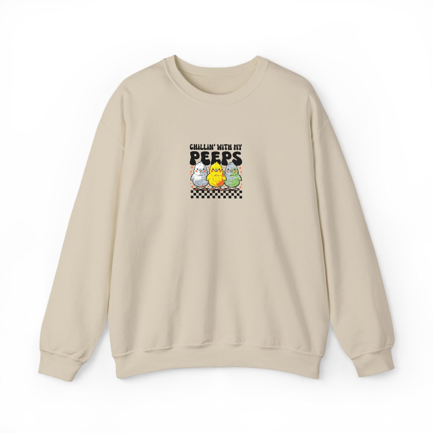 Chilling With My Peeps Unisex Heavy Blend™ Crewneck Sweatshirt (Embroidery Decoration)