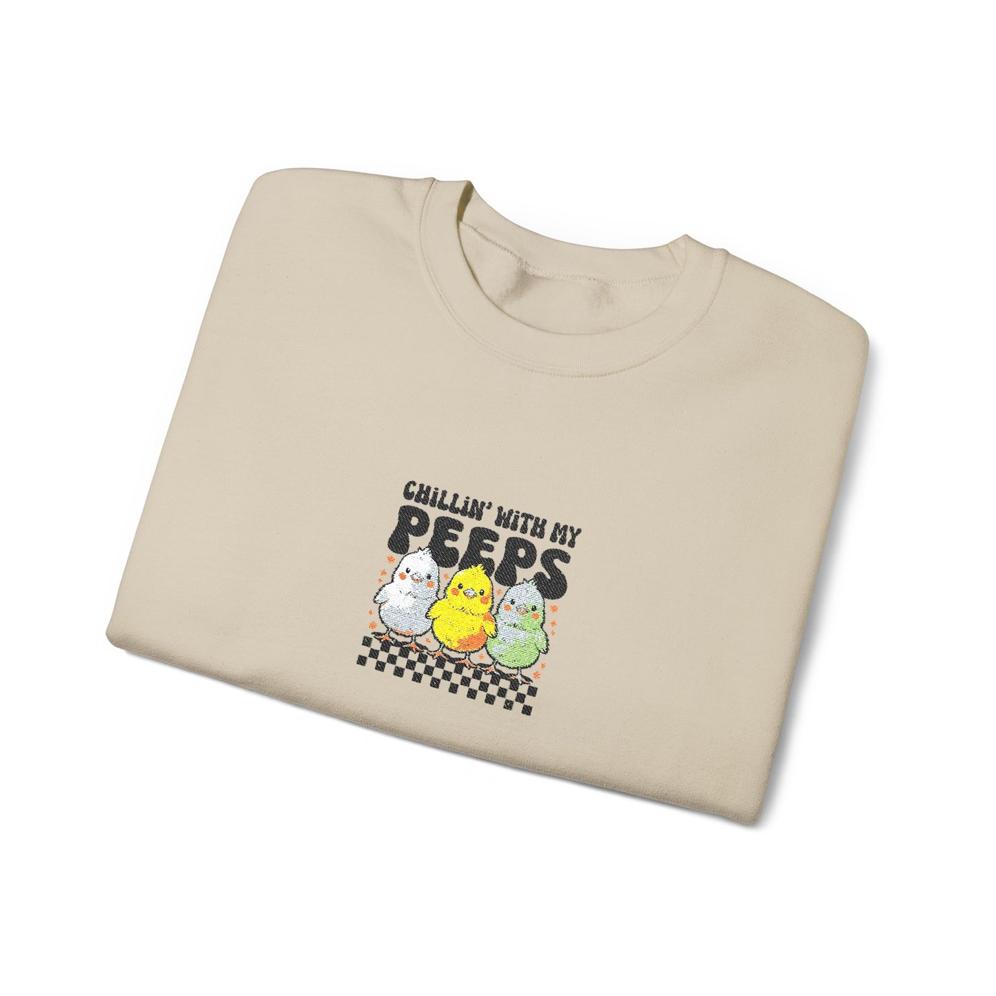 Chilling With My Peeps Unisex Heavy Blend™ Crewneck Sweatshirt (Embroidery Decoration)