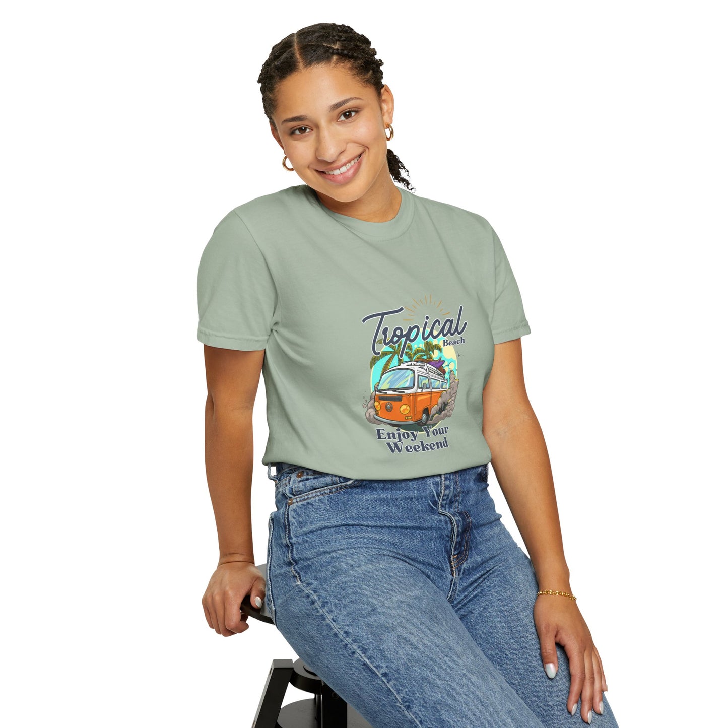Tropical Beach Unisex Garment-Dyed T-shirt