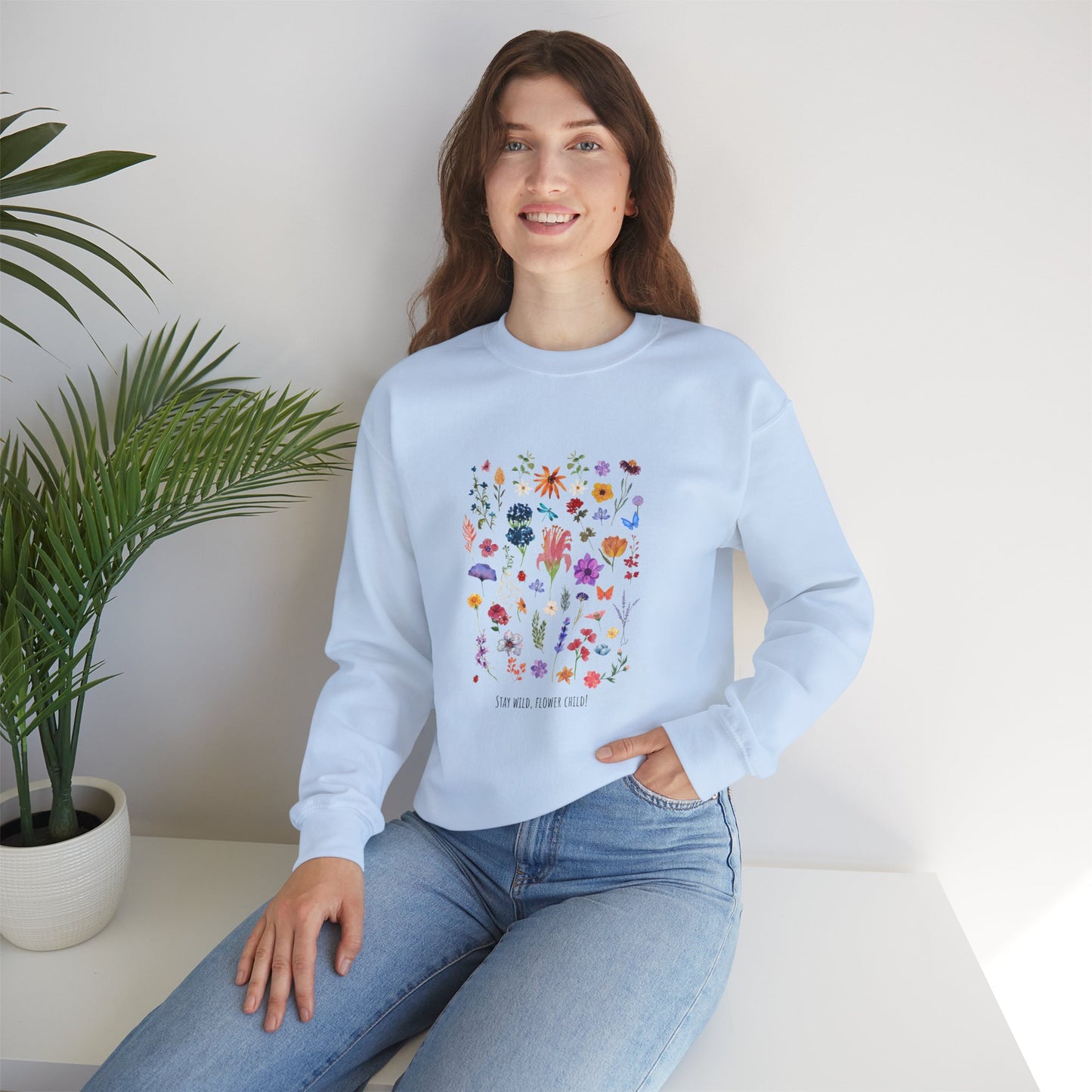 Stay Wild, Flower Child Women's Heavy Blend™ Crewneck Sweatshirt