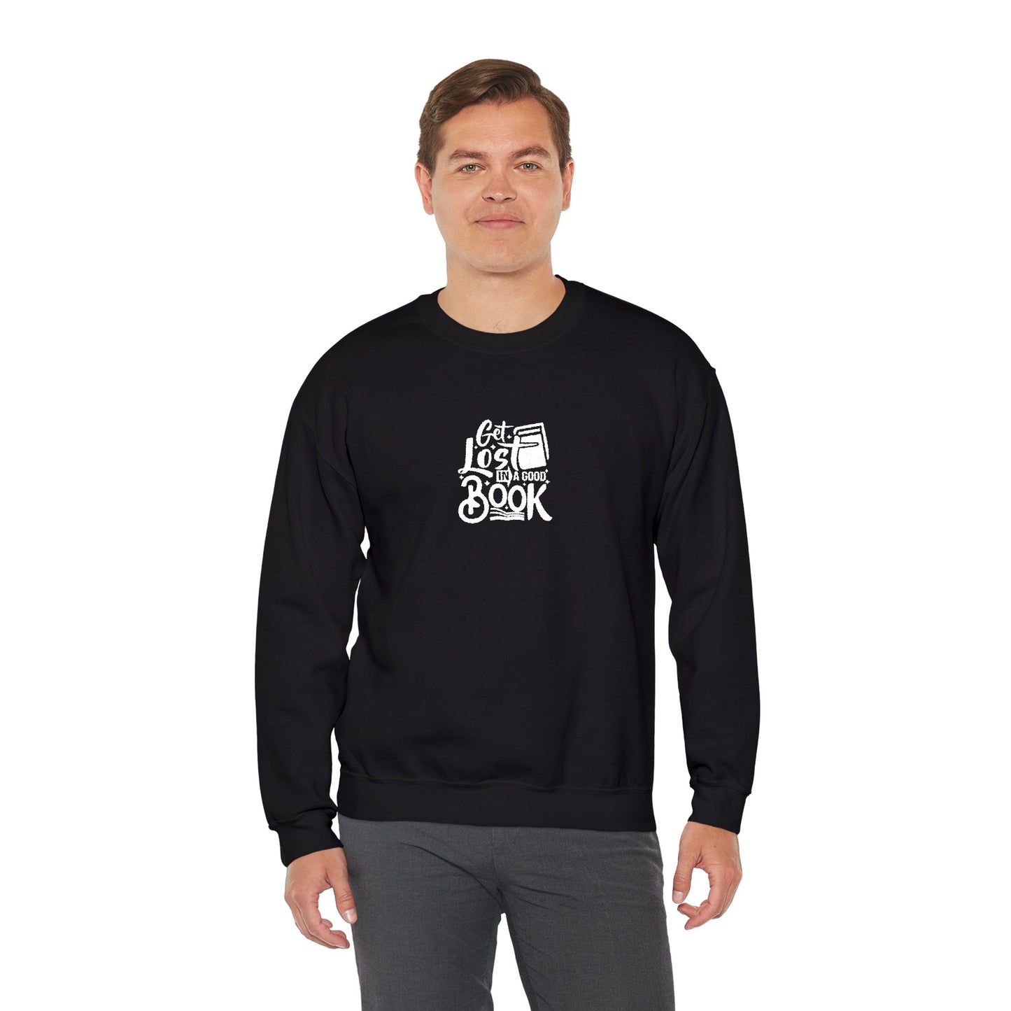 Get Lost In A Book Unisex Heavy Blend™ Crewneck Sweatshirt (Embroidery Decoration)