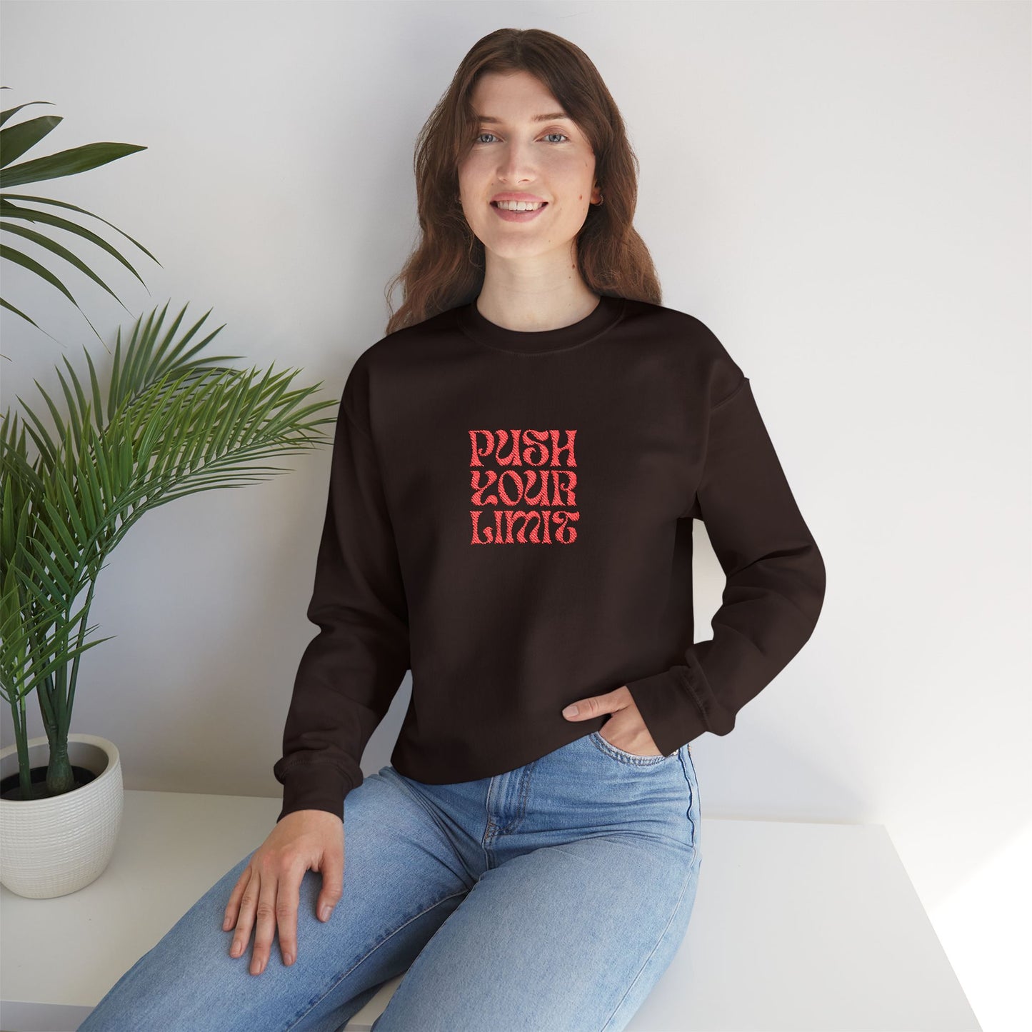 Push Your Limits Unisex Heavy Blend™ Crewneck Sweatshirt (Embroidery Decoration)