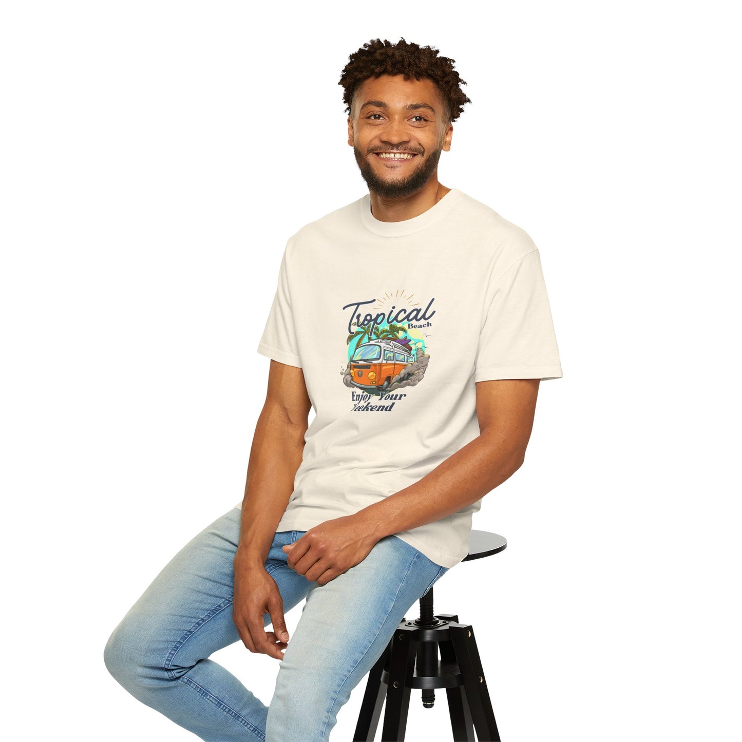 Tropical Beach Unisex Garment-Dyed T-shirt