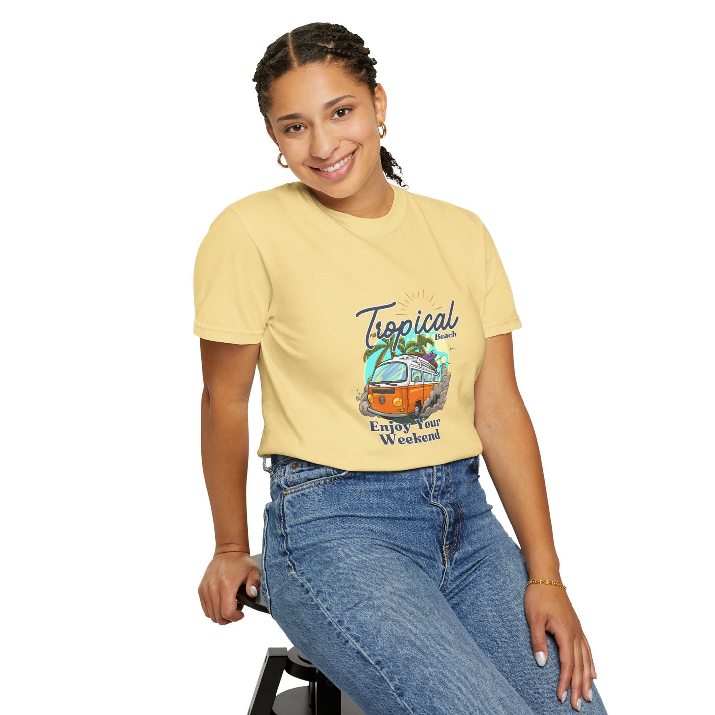 Tropical Beach Unisex Garment-Dyed T-shirt