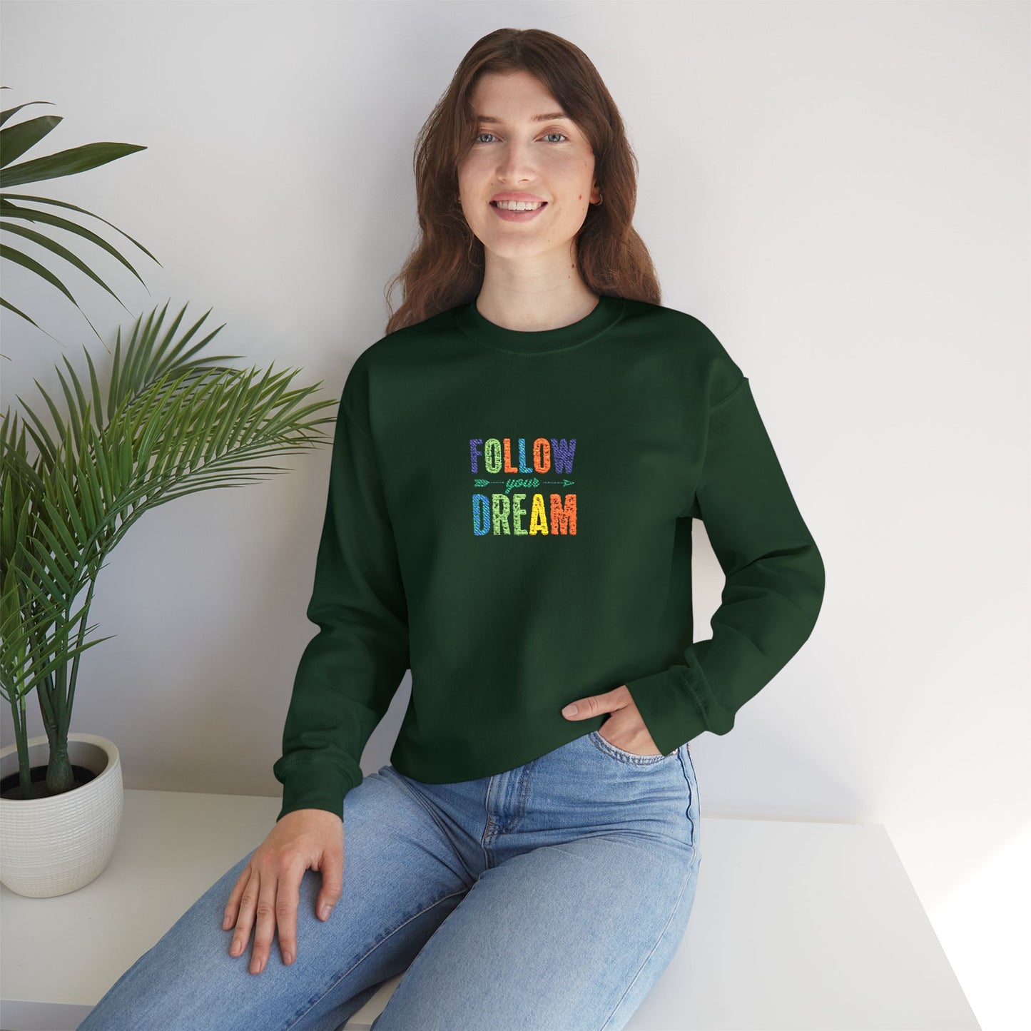 Follow Your Dreams Unisex Heavy Blend™ Crewneck Sweatshirt (Embroidery Decoration)