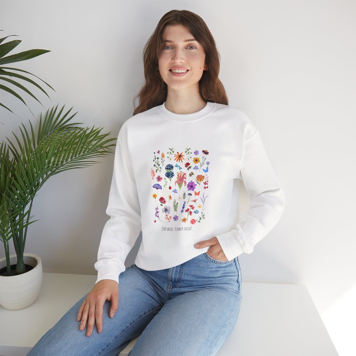 Stay Wild, Flower Child Women's Heavy Blend™ Crewneck Sweatshirt