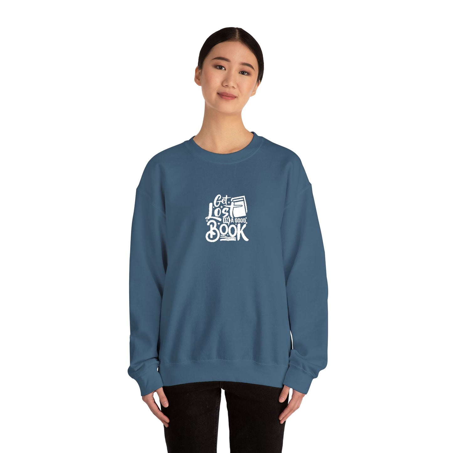 Get Lost In A Book Unisex Heavy Blend™ Crewneck Sweatshirt (Embroidery Decoration)