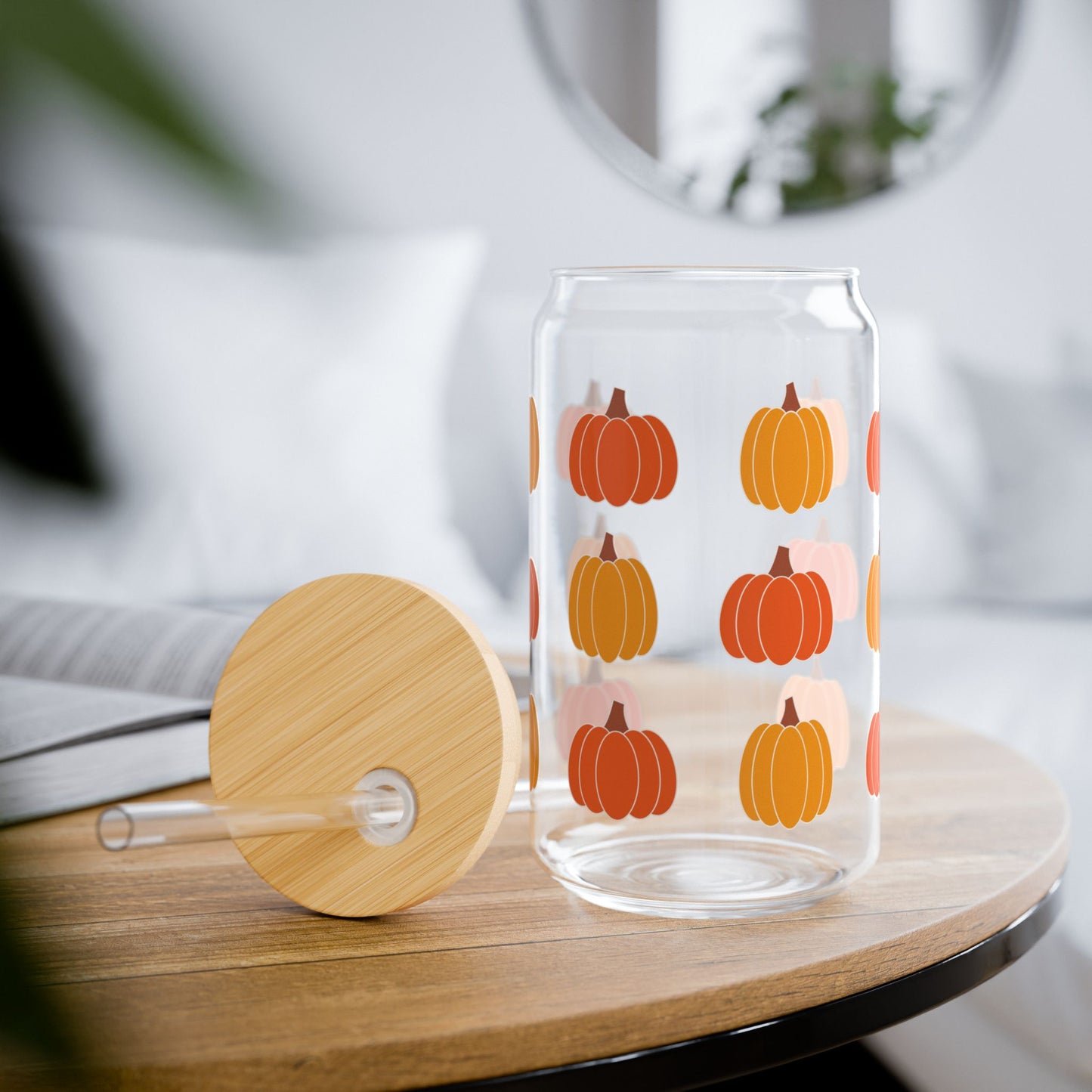 Autumn Pumpkins Sipper Glass, 16oz