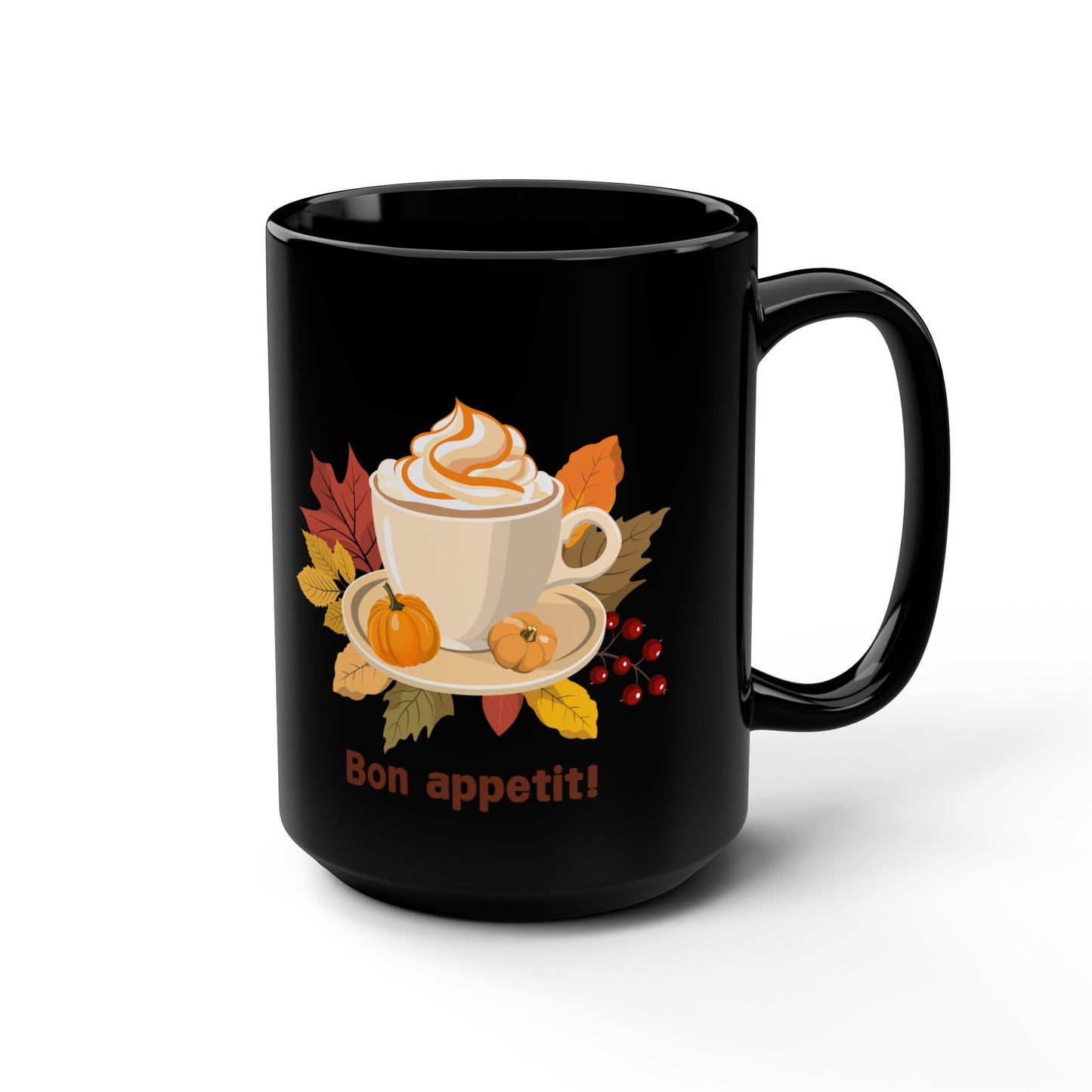 Autumn Hot Tea Time Black Mug, 15oz