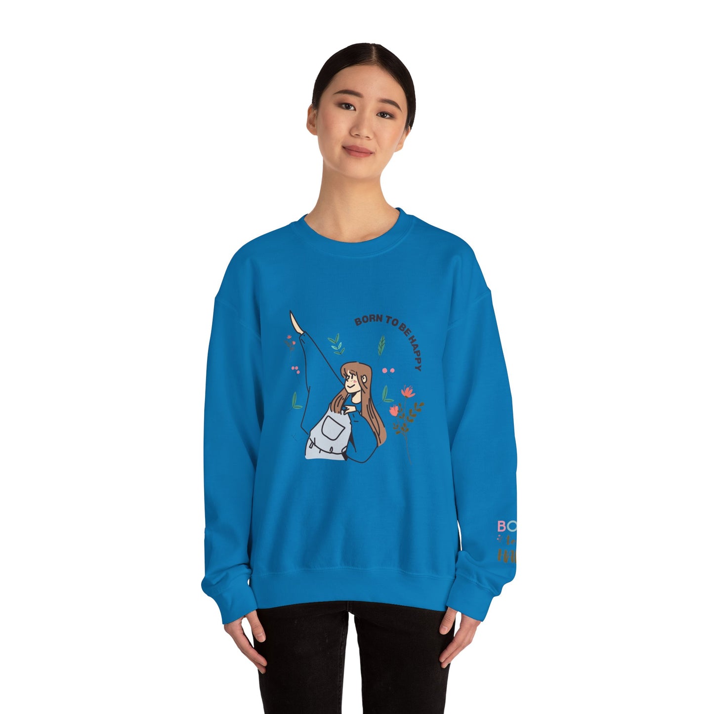 Born To Be Happy Women's Heavy Blend™ Crewneck Sweatshirt