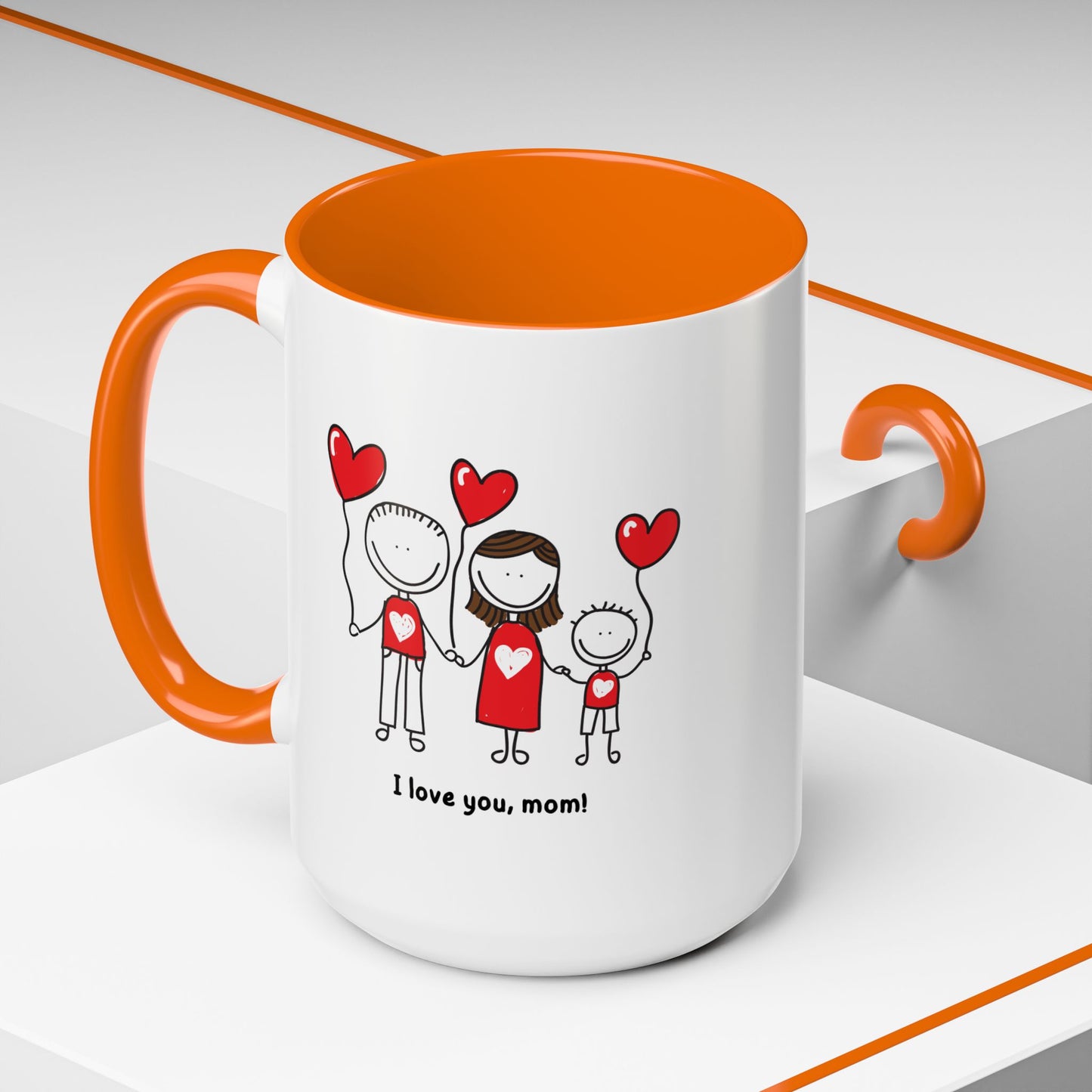 I Love You Mom Accent Coffee Mug (11, 15oz)