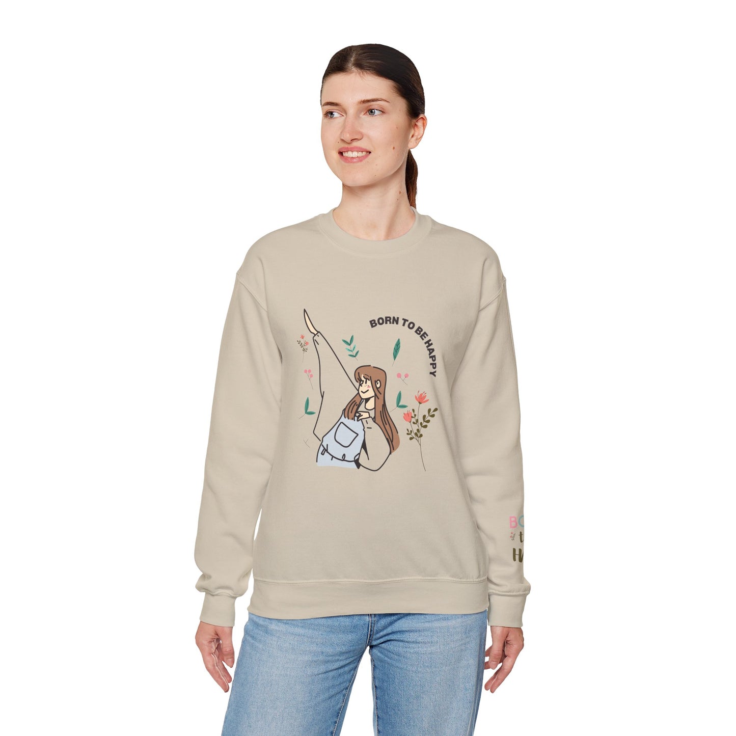 Born To Be Happy Women's Heavy Blend™ Crewneck Sweatshirt