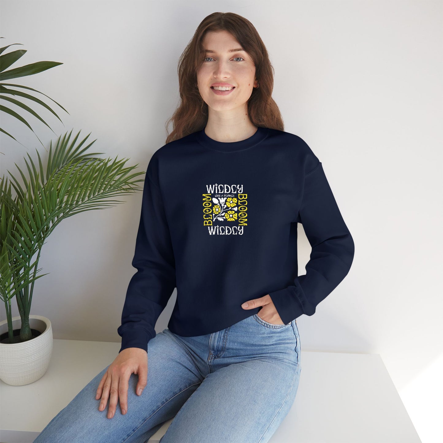 Bloom Wildly Unisex Heavy Blend™ Crewneck Sweatshirt (Embroidery Decoration)