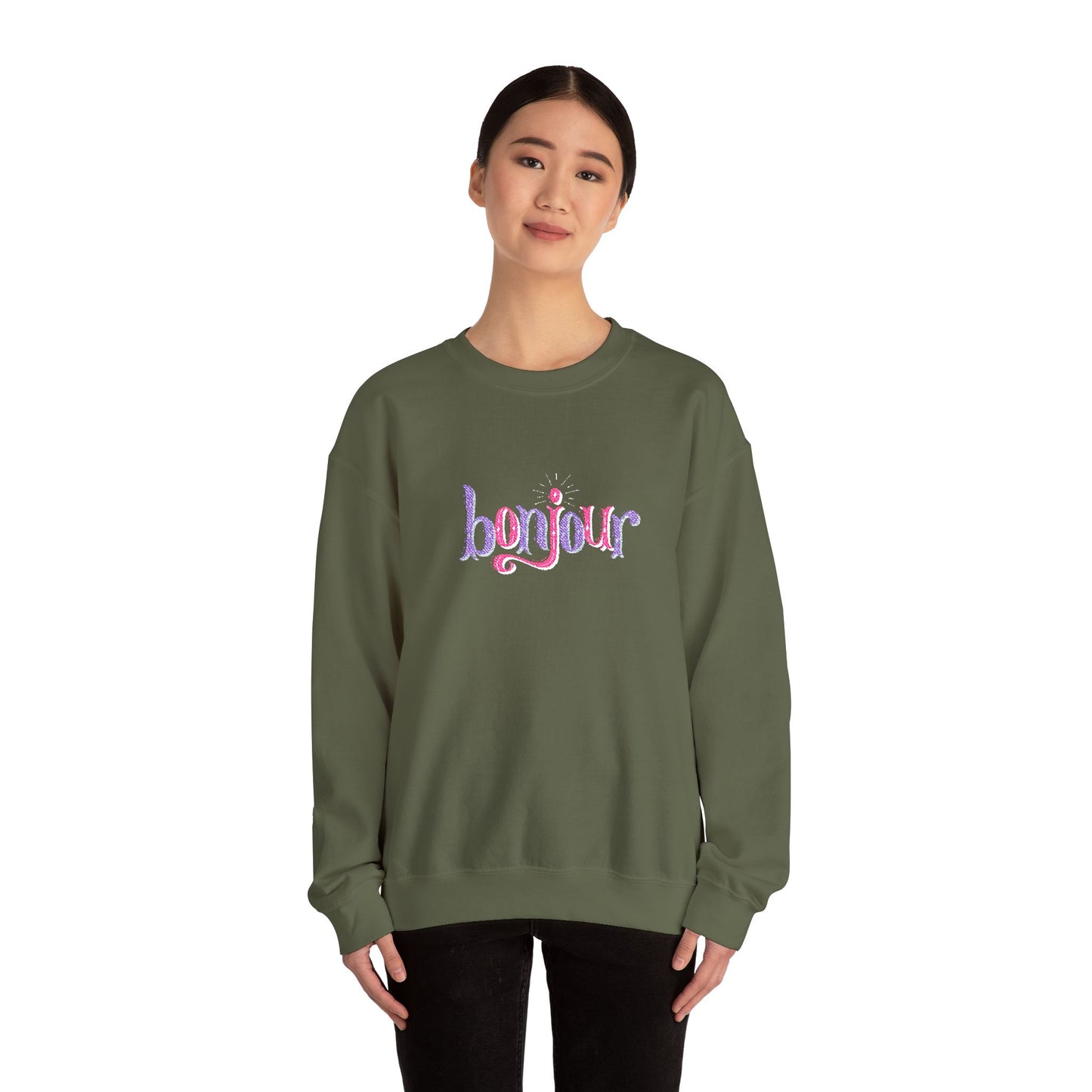 Bonjour Unisex Heavy Blend™ Crewneck Sweatshirt (Embroidery Decoration)