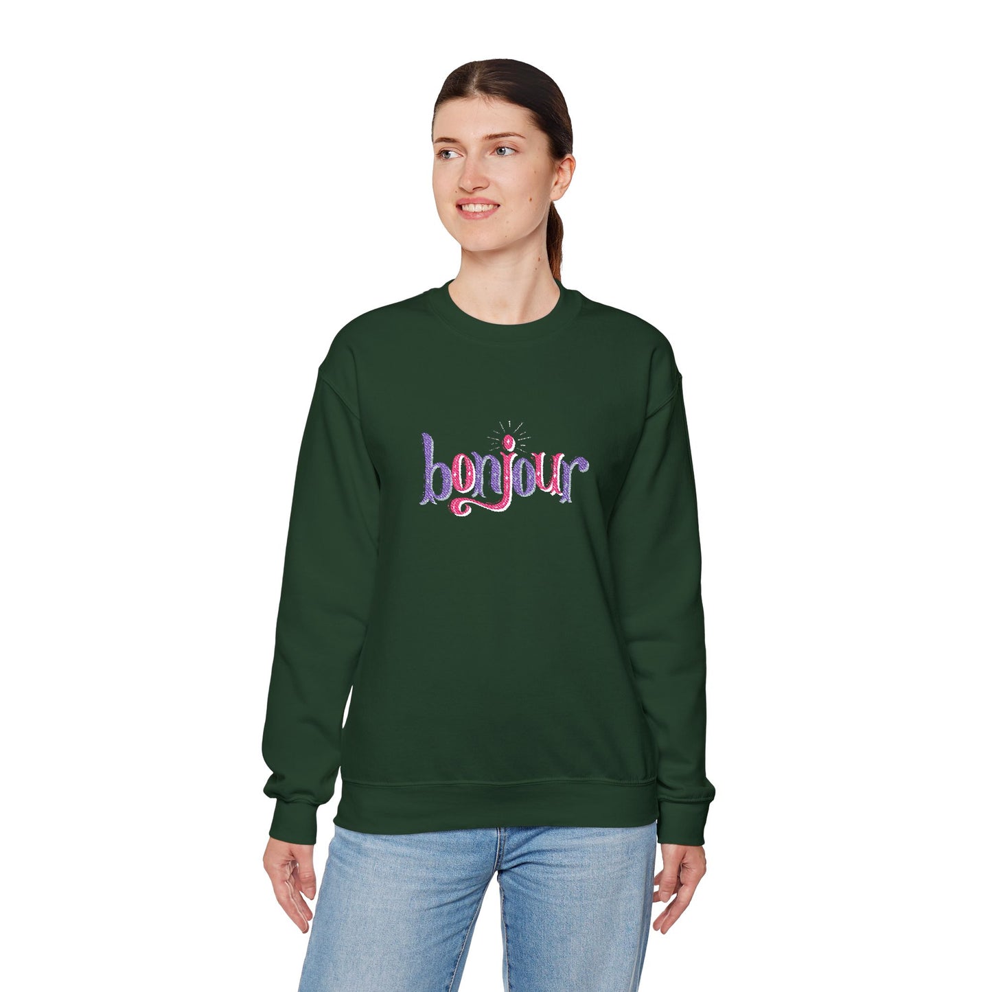 Bonjour Unisex Heavy Blend™ Crewneck Sweatshirt (Embroidery Decoration)