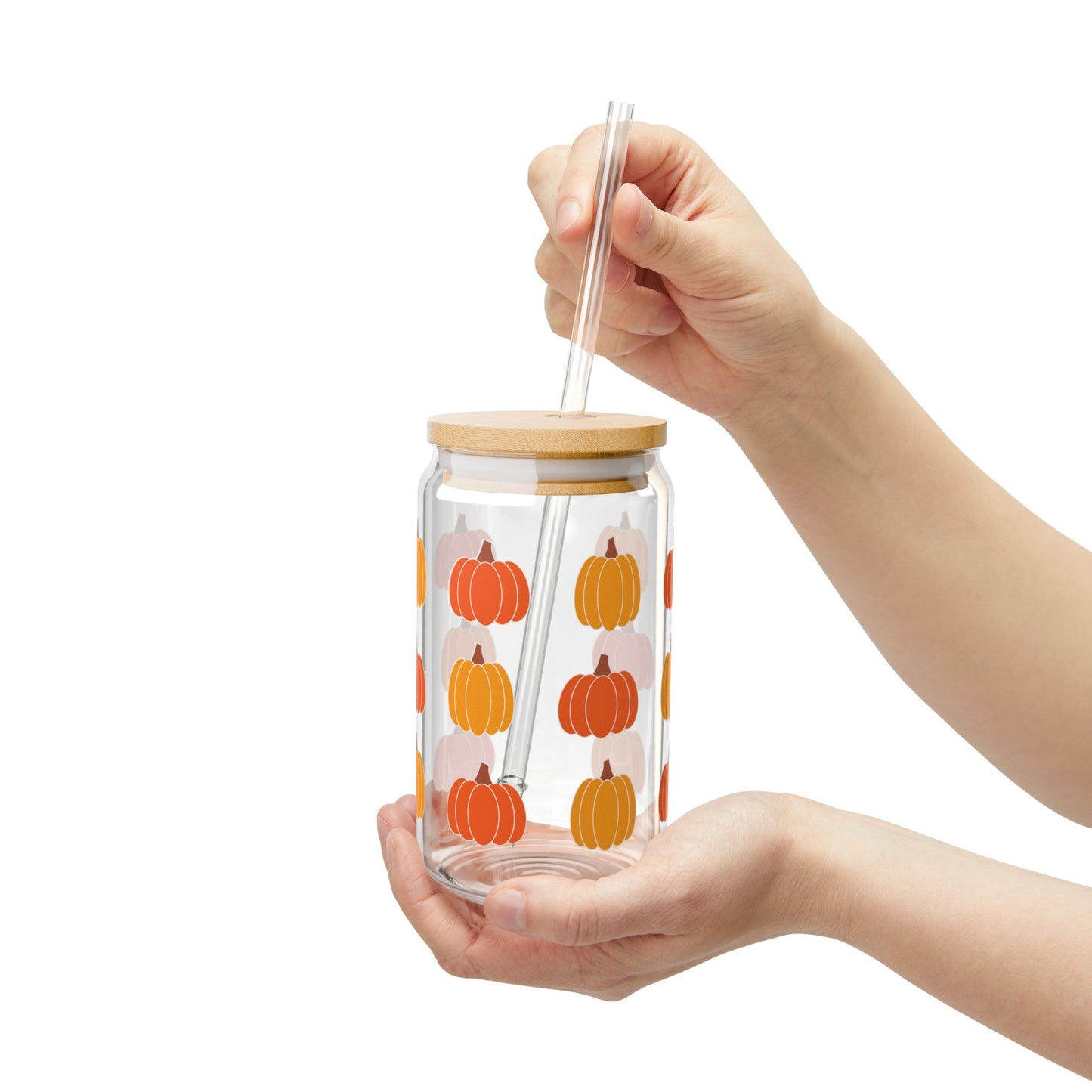 Autumn Pumpkins Sipper Glass, 16oz