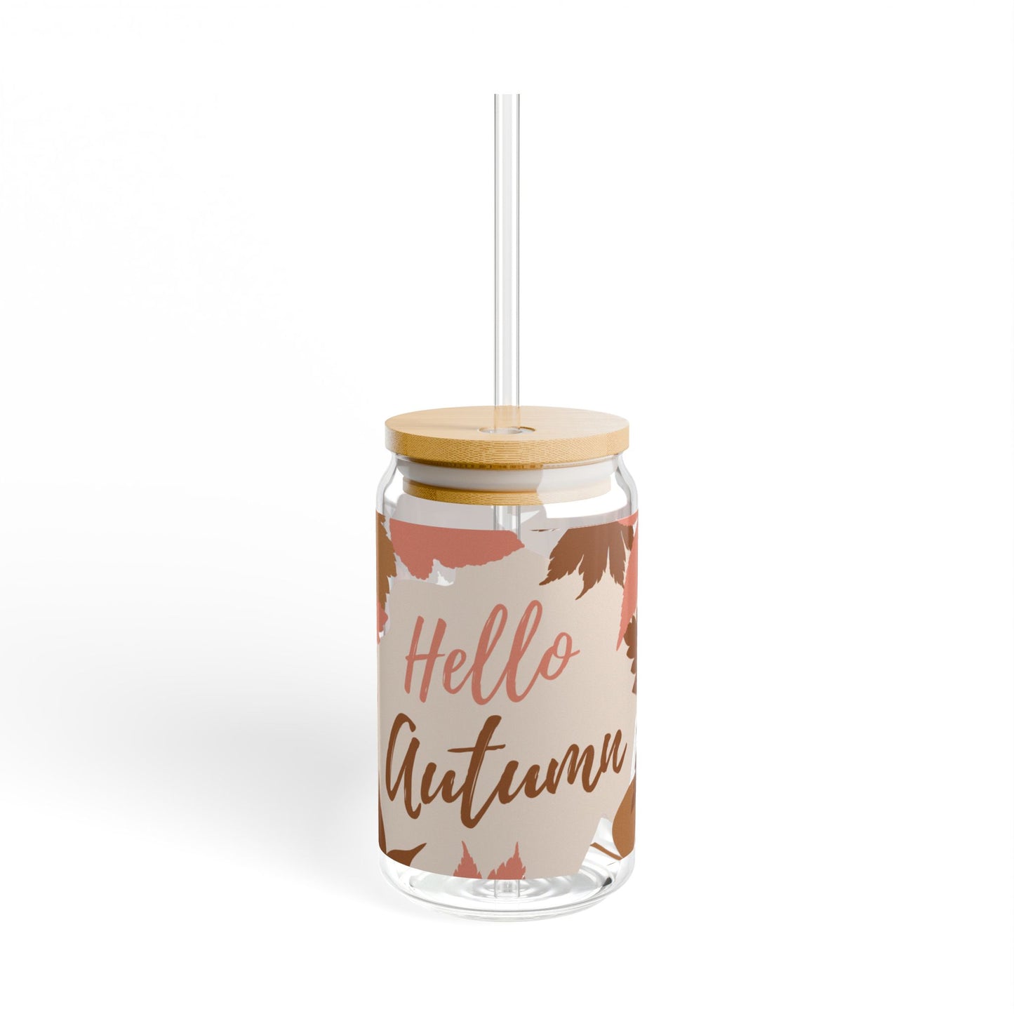 Pink And Brown Autumn Sipper Glass, 16oz