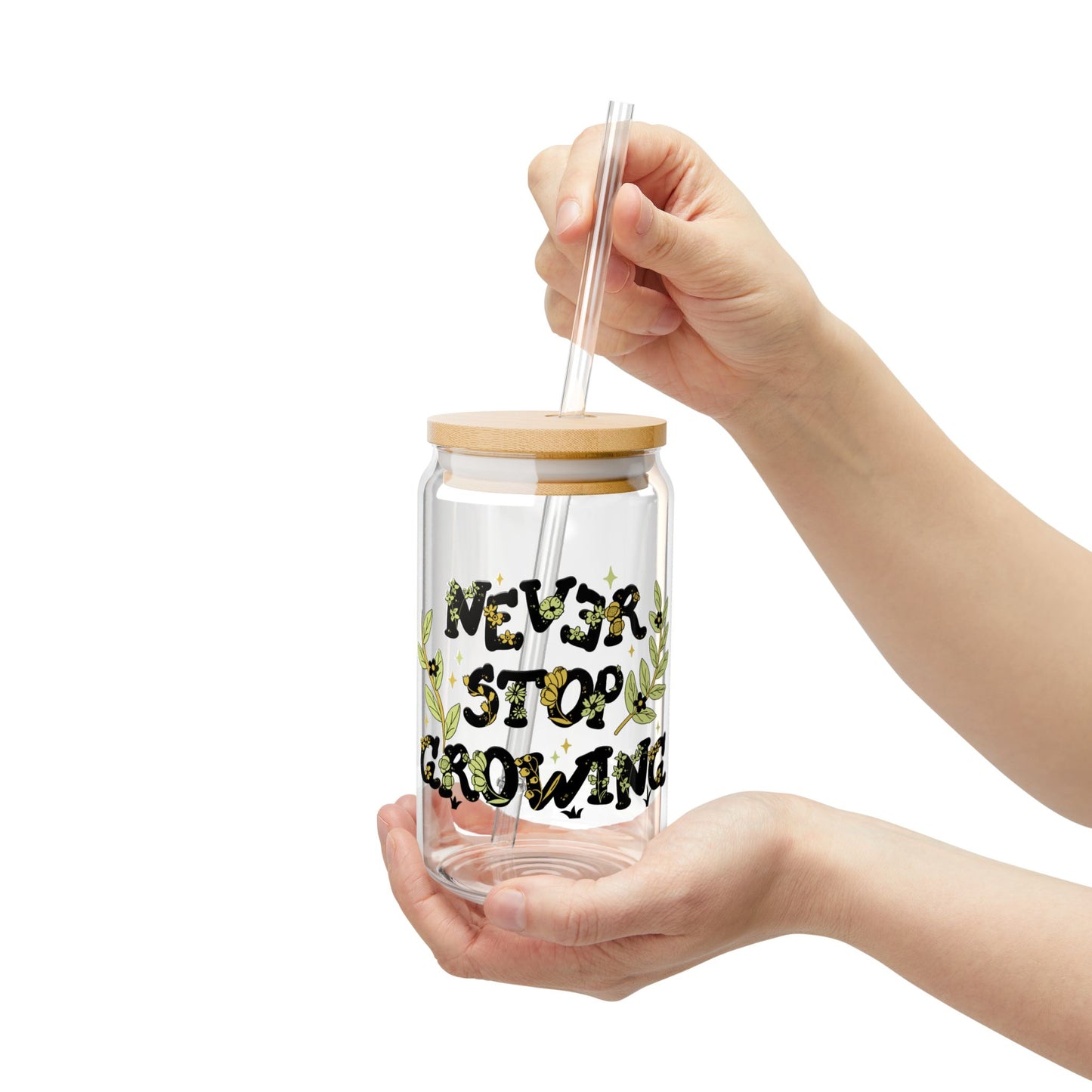 Never Stop Growing Sipper Glass, 16oz