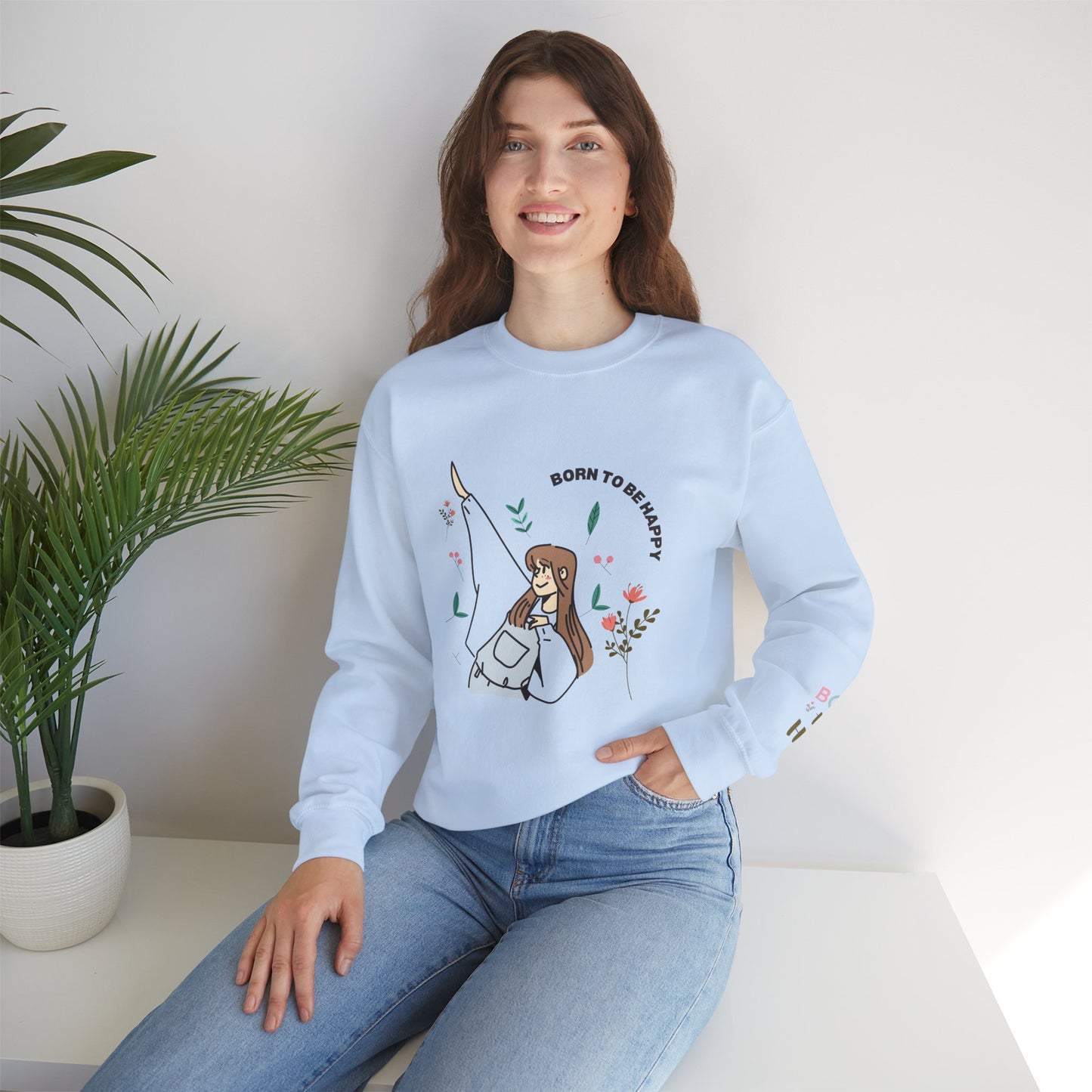 Born To Be Happy Women's Heavy Blend™ Crewneck Sweatshirt