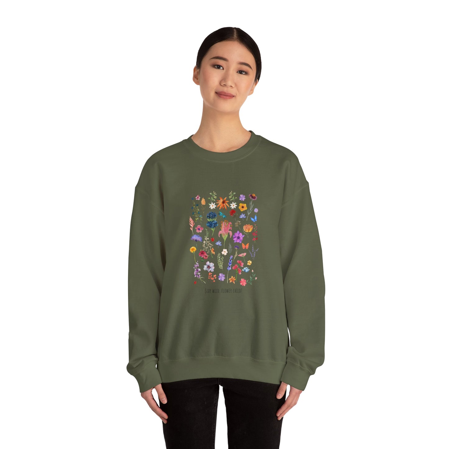 Stay Wild, Flower Child Women's Heavy Blend™ Crewneck Sweatshirt