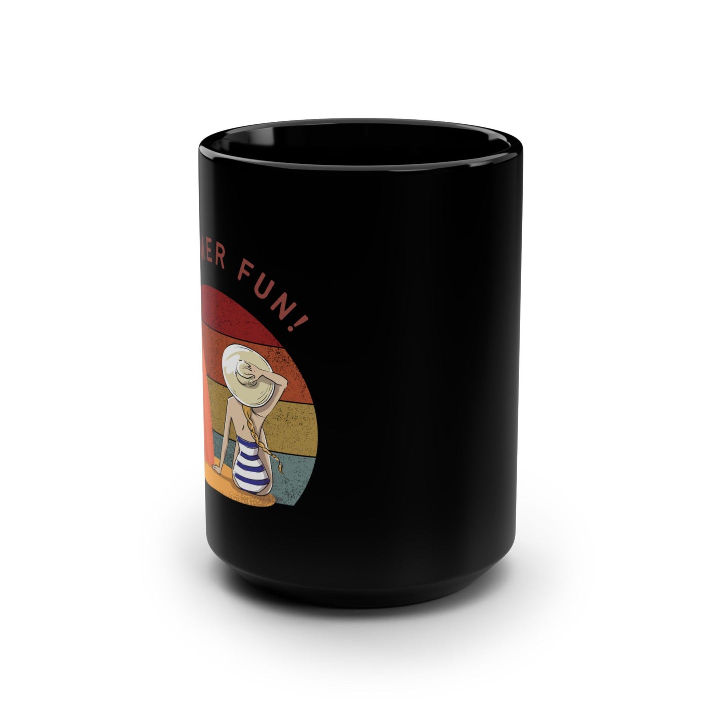 Summer Fun Black Mug, 15oz