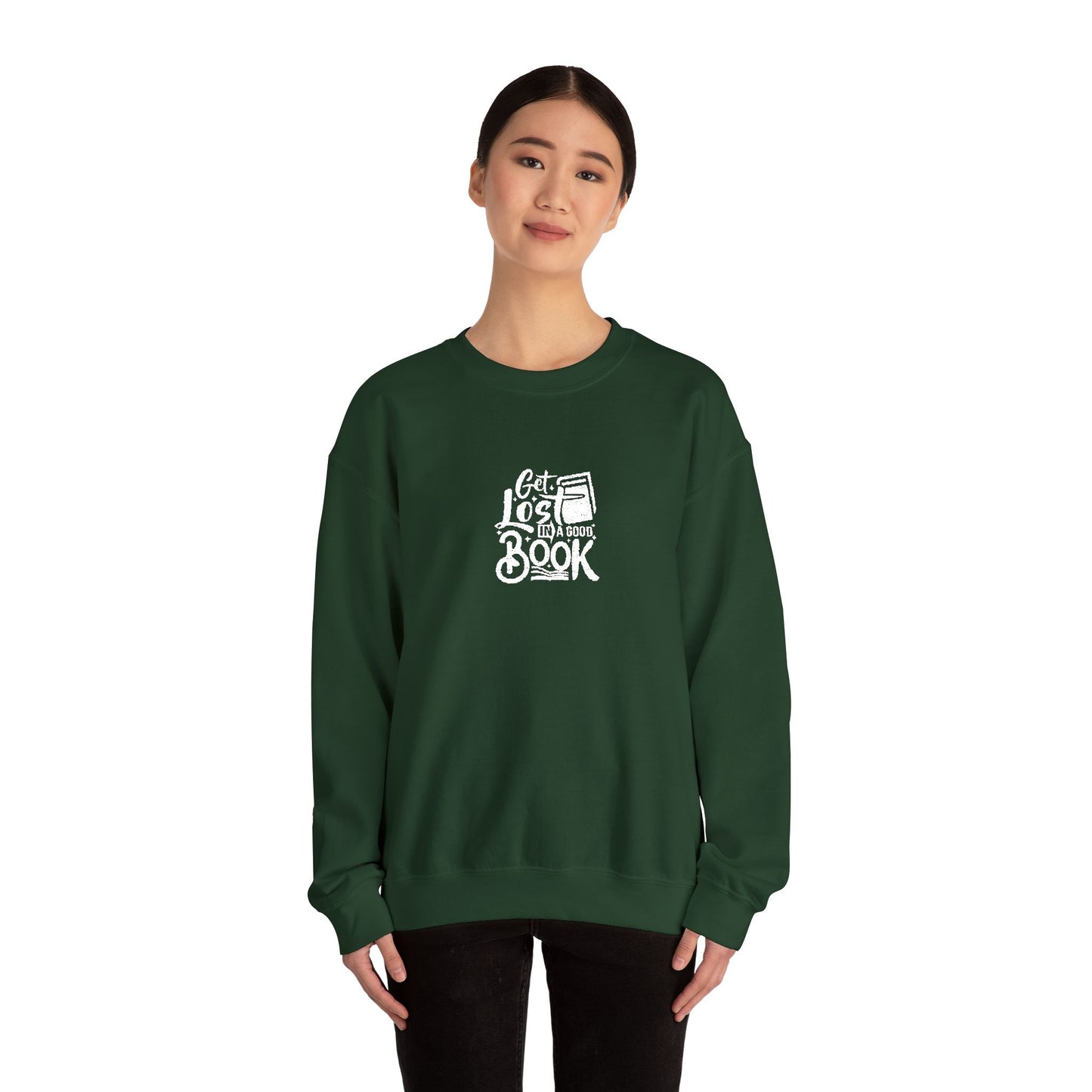 Get Lost In A Book Unisex Heavy Blend™ Crewneck Sweatshirt (Embroidery Decoration)