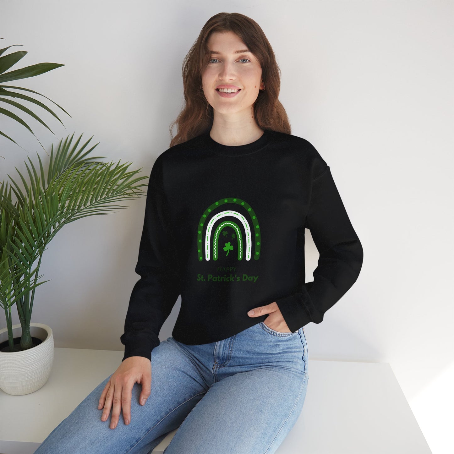 Rainbow Happy St. Patrick's Day Unisex Heavy Blend™ Crewneck Sweatshirt