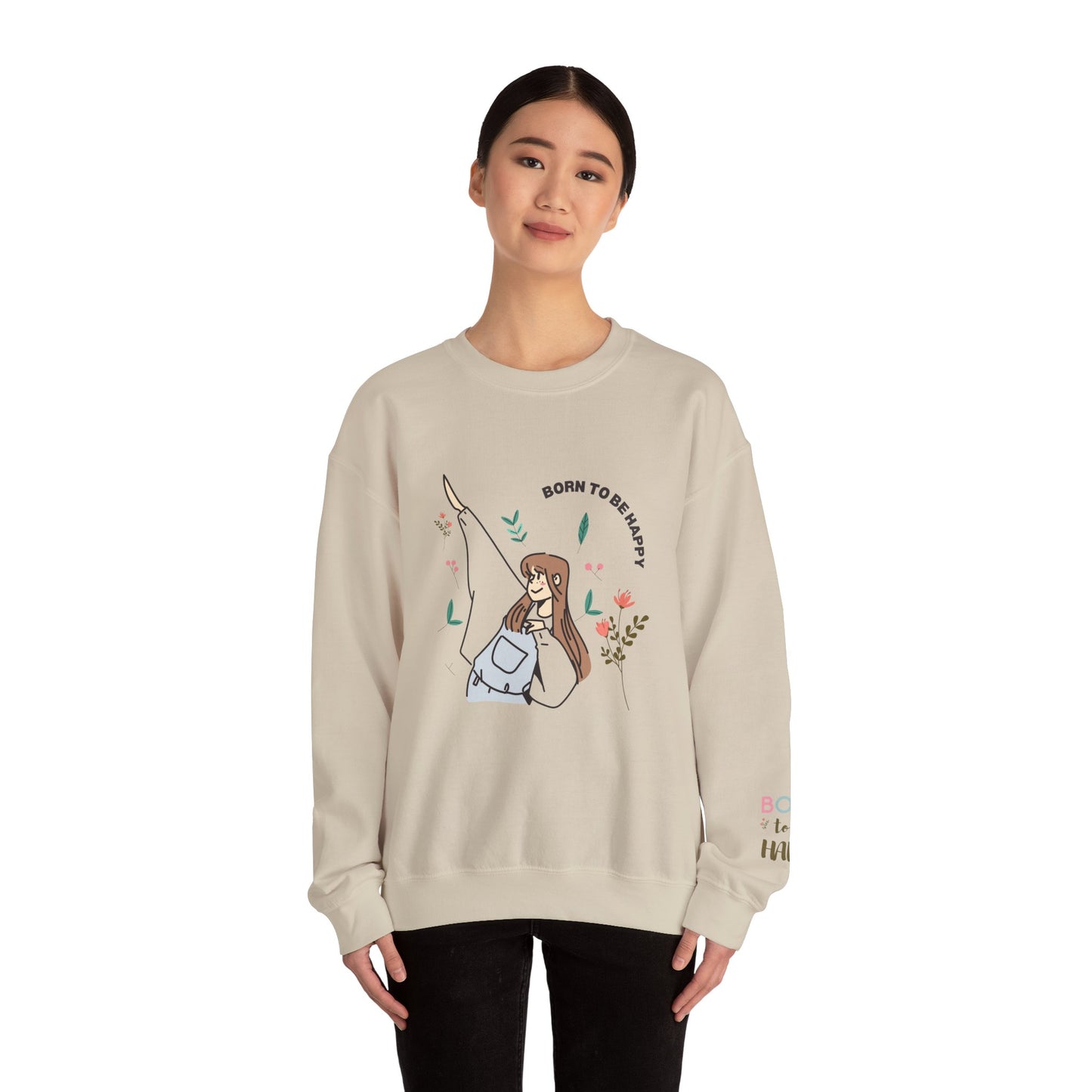 Born To Be Happy Women's Heavy Blend™ Crewneck Sweatshirt