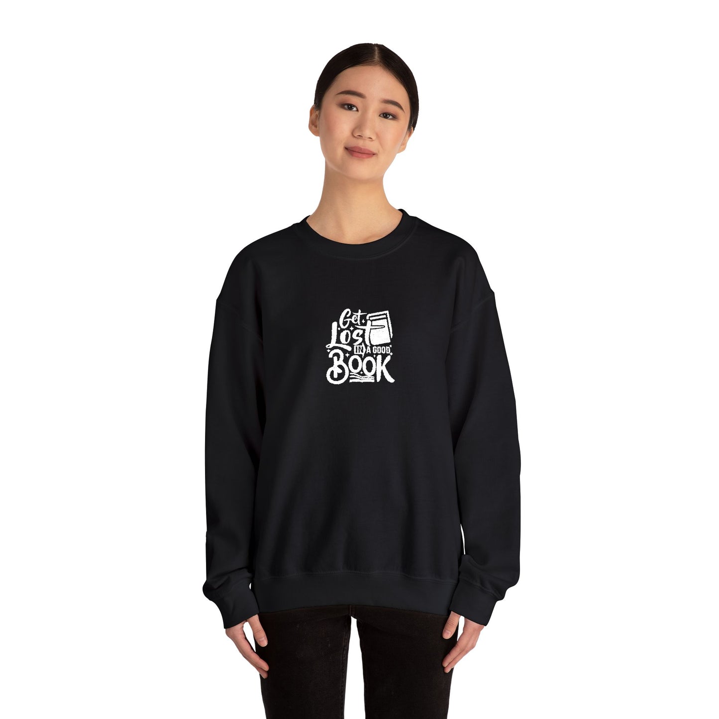 Get Lost In A Book Unisex Heavy Blend™ Crewneck Sweatshirt (Embroidery Decoration)