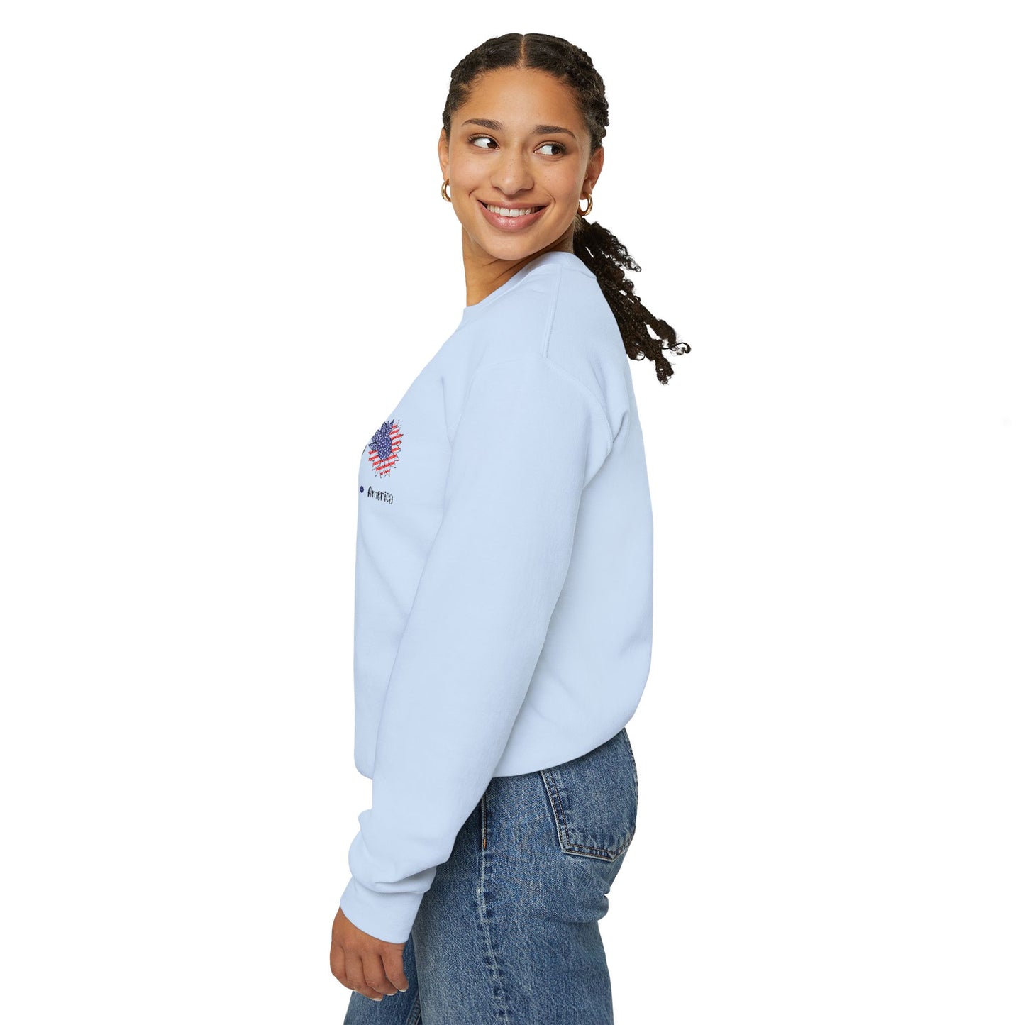 Peace Love America Unisex Heavy Blend™ Crewneck Sweatshirt (Embroidery Decoration)