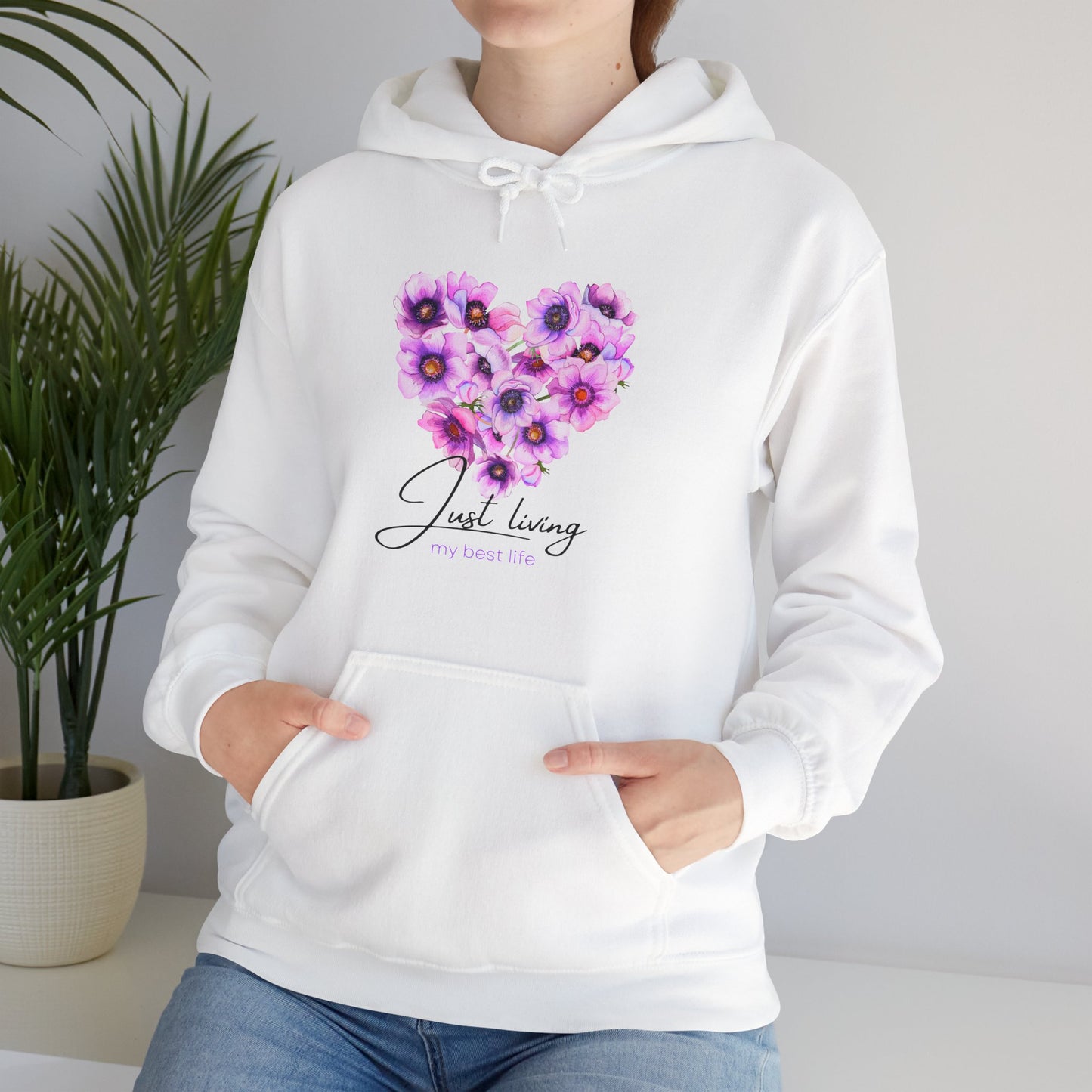 Just Living My Best Life Heavy Women's Blend™ Hooded Sweatshirt